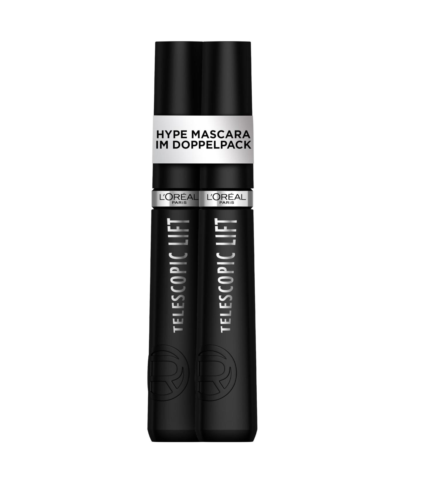 L'Or al Paris Mascara Double Pack - Long-Lasting 36 Hour Lift & Volume Telescopic Black 9.9ml Each | Shop Now! - Buy Online on SooperMarket.com