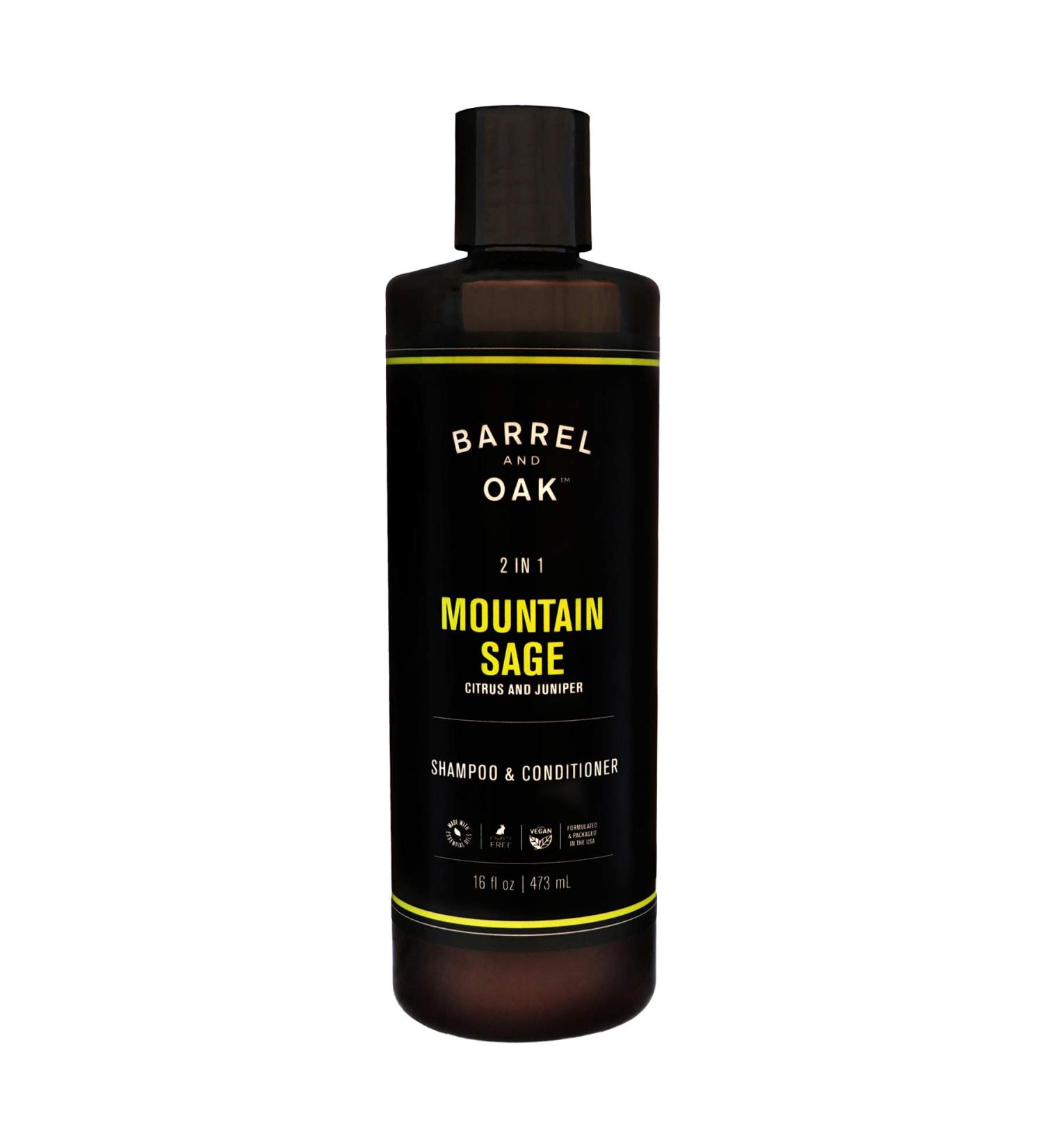 Barrel and Oak 2-in-1 Men's Hair & Scalp Cleanser - Natural Moisturizer Vegan Essential Oil Scent (Mountain Sage 16 oz) - International Shipping Available - Buy Online on SooperMarket.com