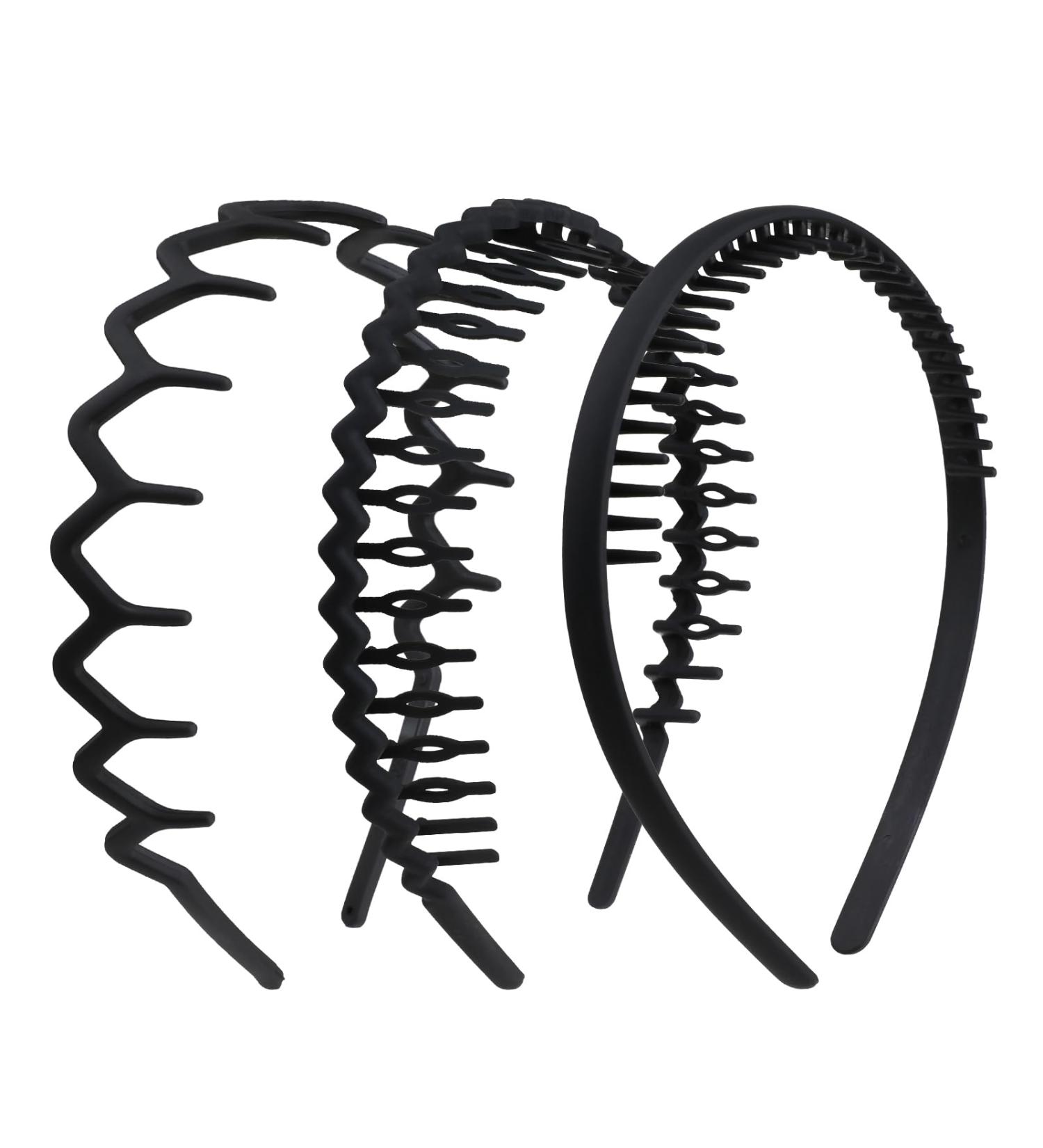 WLLHYF 3 Pieces Sharks Tooth Hair Comb Plastic Non Slip Headband Wavy Teeth Hair Hoop Fashion Effortless Hairband Hair Accessory for Women Girls Men Black - Buy Online on SooperMarket.com