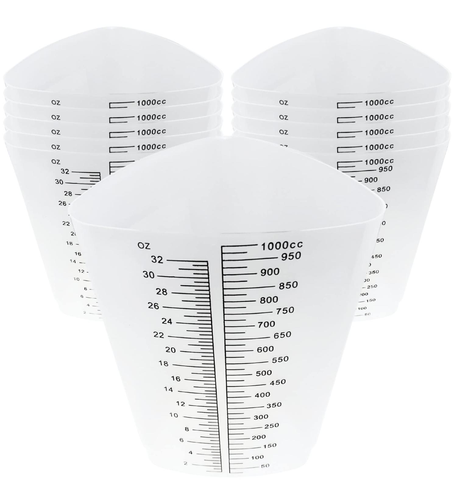 EpoxyStix 32oz Triangular Mixing Cups - Pack of 10 - Polypropylene, Ideal for Mixing and Pouring - Measurements in Ounces and Cubic Centimeter - Buy Online on SooperMarket.com