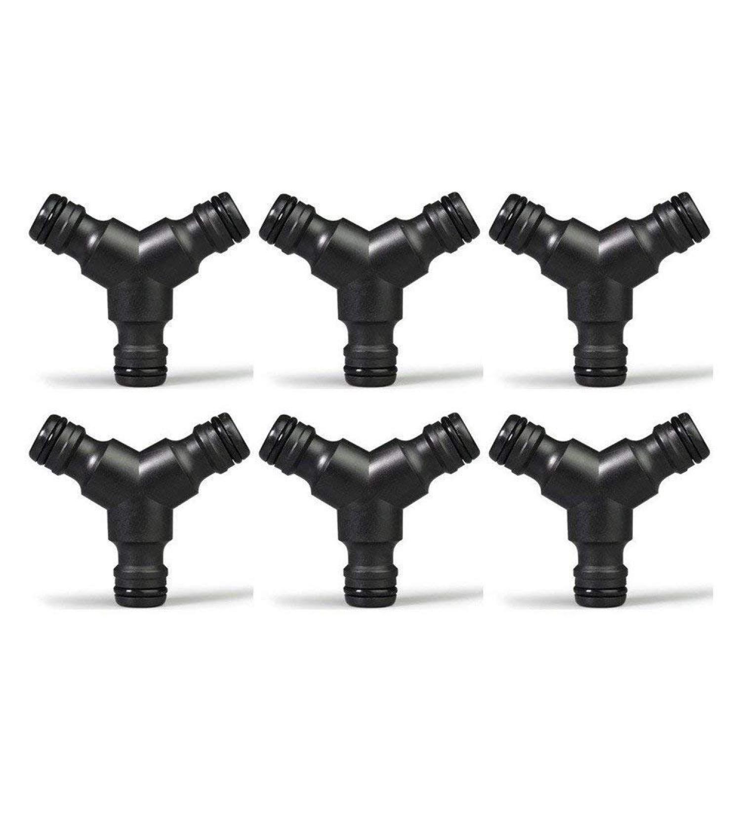 TOPWAYS 6x Y Piece Hose Connector - Plastic Trousers Splitter (3 Way) for Efficient Hose Branching | Durable Hose Divider and Branch Connecting Solution - Buy Online on SooperMarket.com