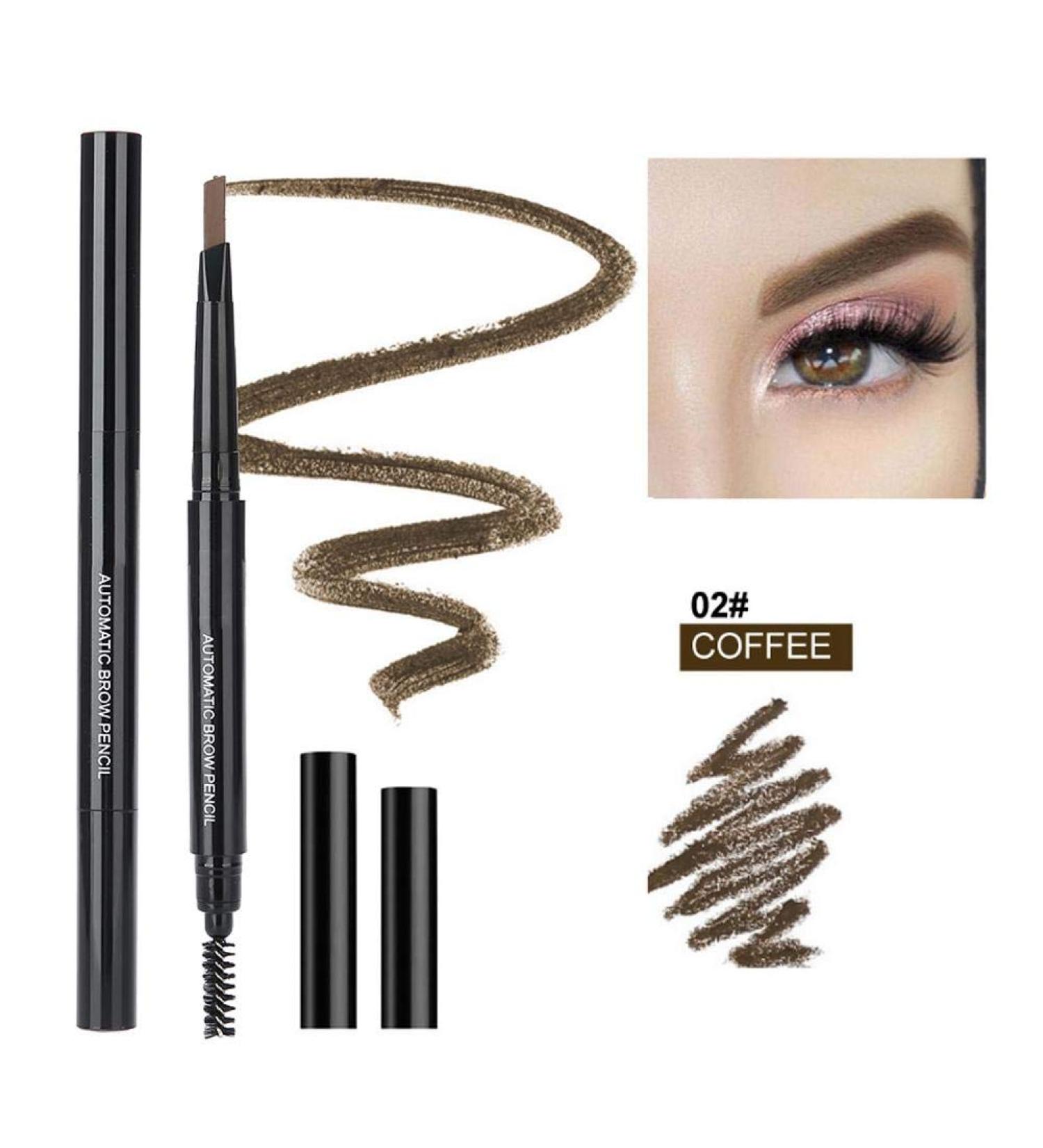 Buy Waterproof Double-Head Eyebrow Pen - 5 Color Options Triangle Tip Stencil & Brush Included - Buy Online on SooperMarket.com