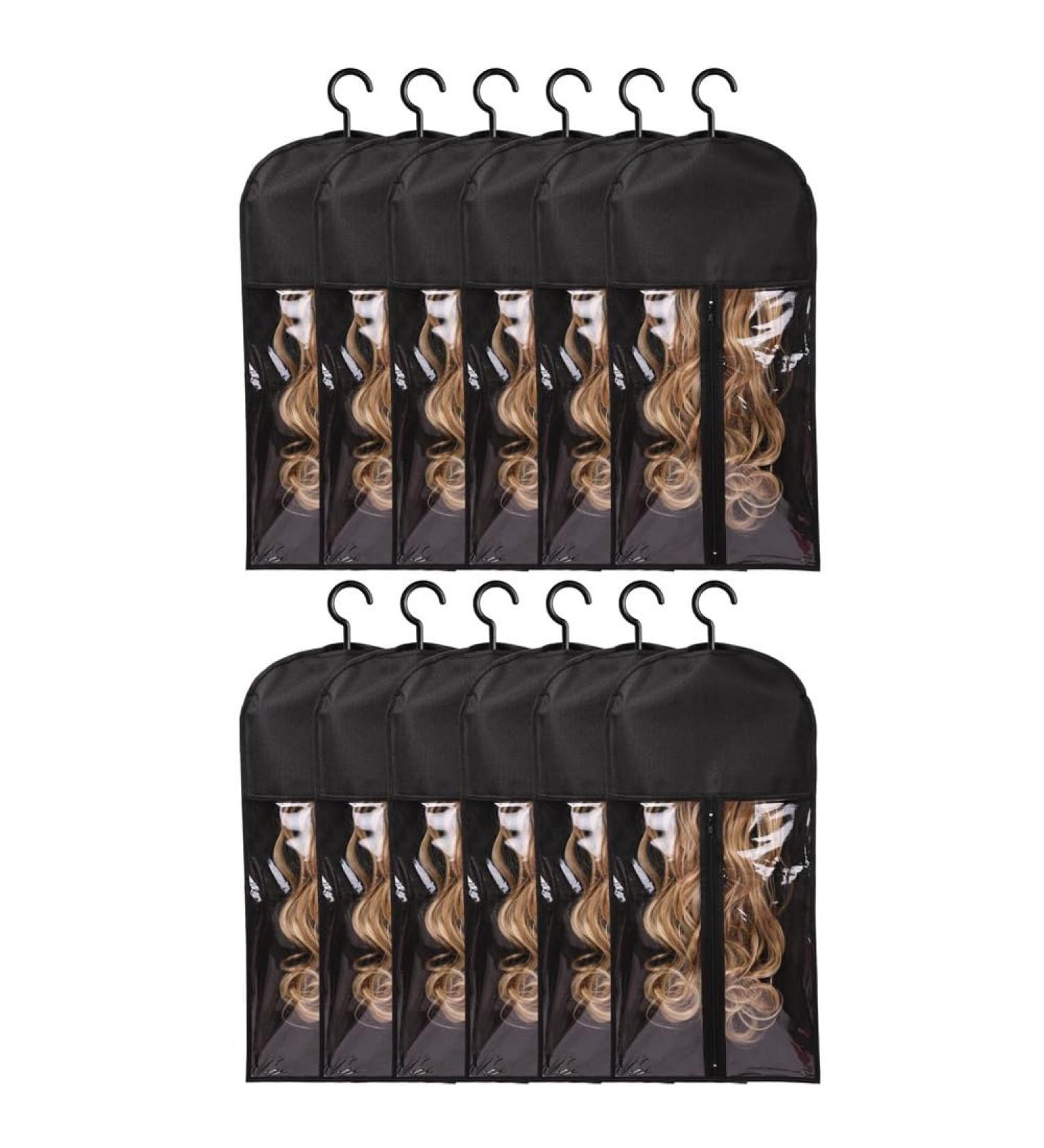 AIDIRui Hair Extension Holder for Multiple Wigs Holder Wig Bags Storage with Hanger Hair Extension Storage Wig Storage 12piece - Buy Online on SooperMarket.com