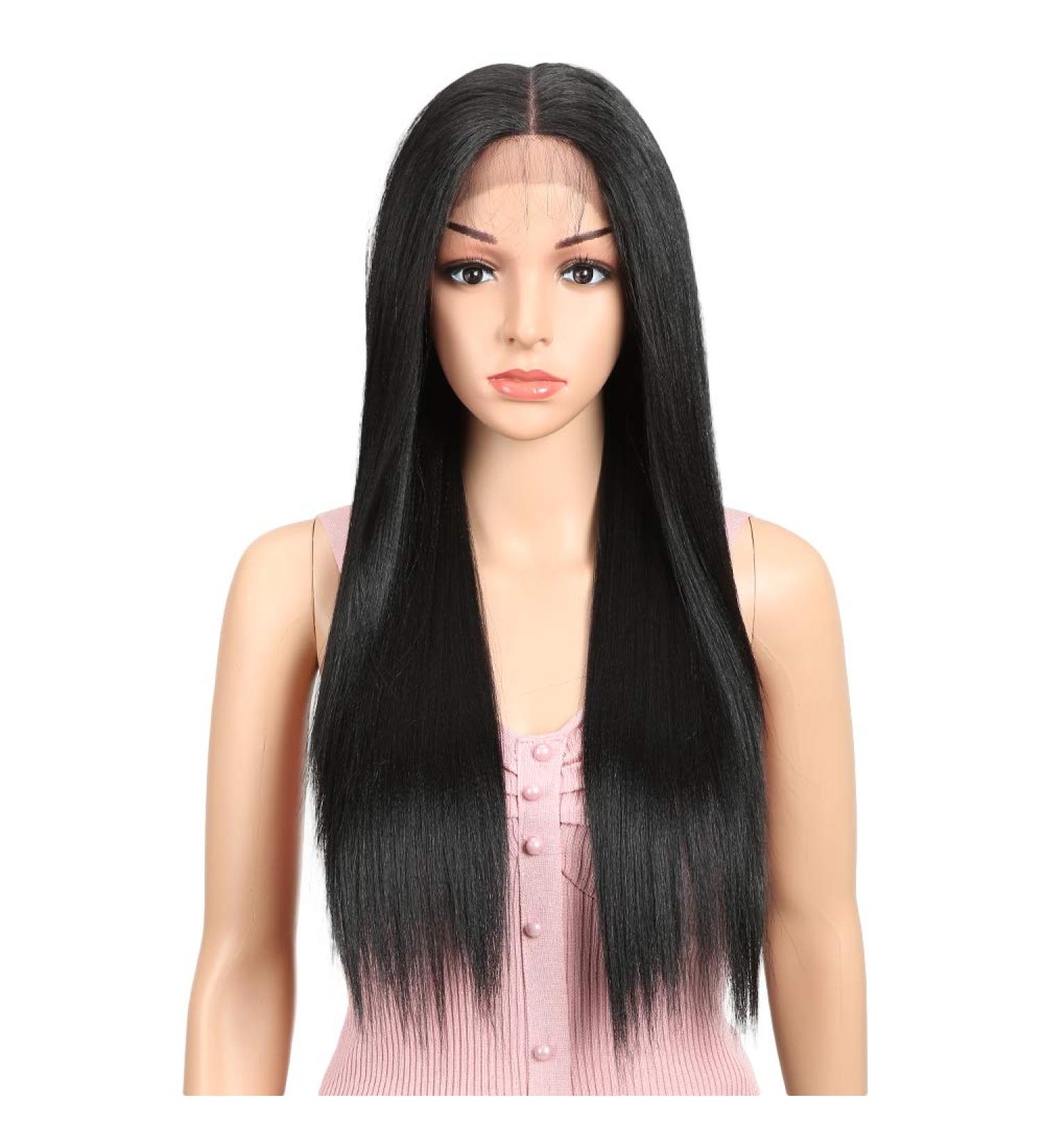 Joedir 13x4x4 Lace Front Wig - Long Straight Black Wig with Baby Hair Synthetic High-Temperature Resistant 180% Density - 76 CM - Buy Online on SooperMarket.com
