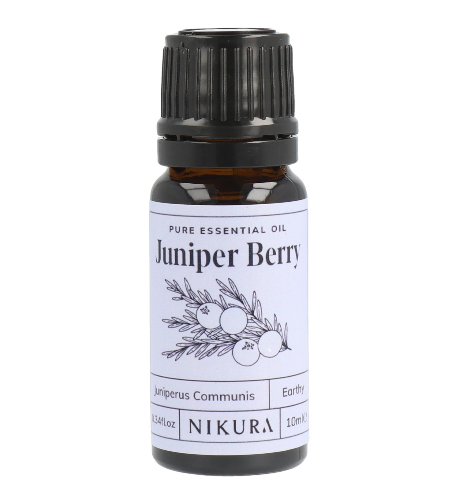 Nikura Juniper Berry Essential Oil 10ml - 100% Pure Natural Oil for Aromatherapy, Stress Relief, and Sleep Improvement - Vegan & UK Made - Buy Online on SooperMarket.com