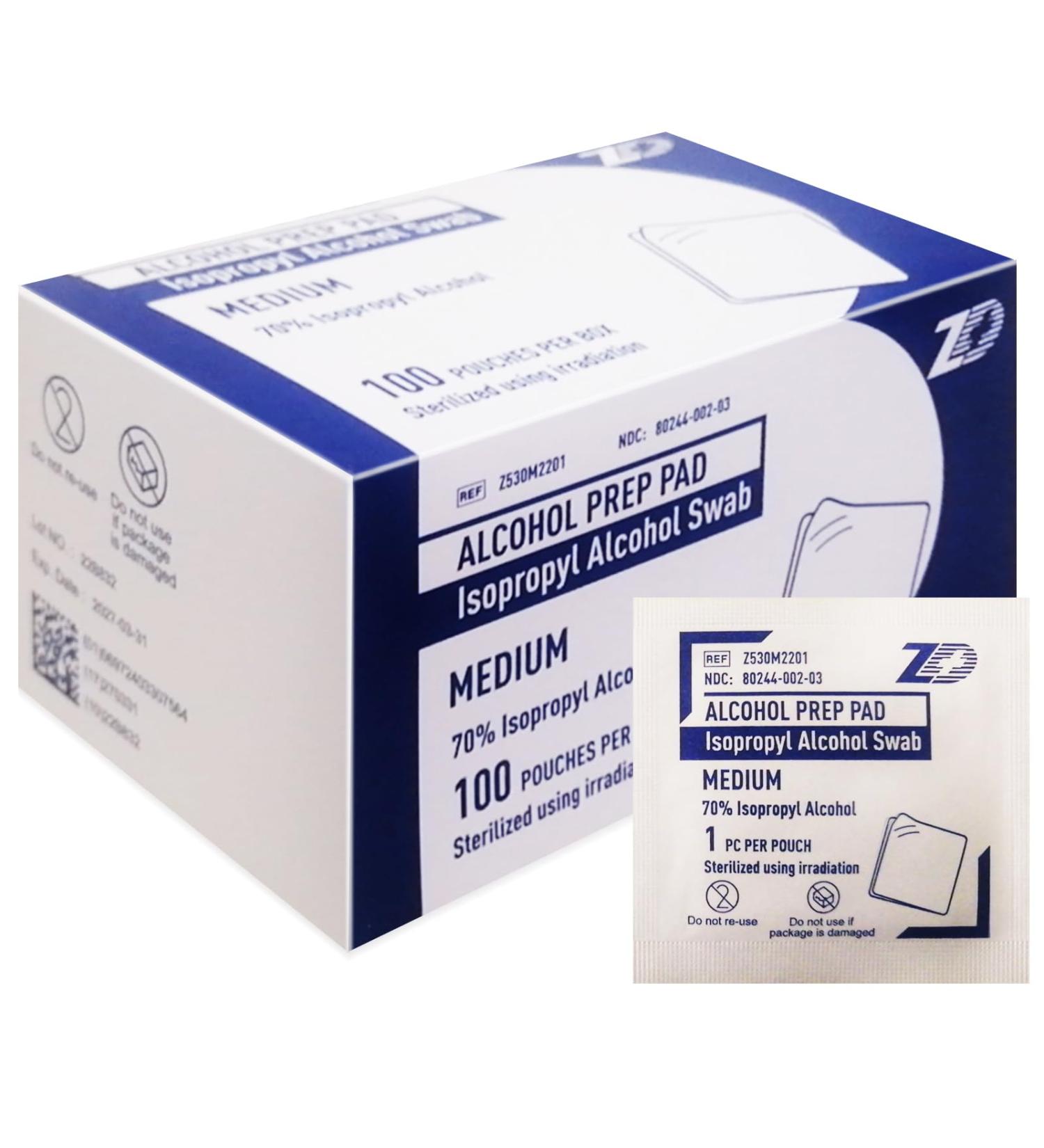 100-Pack Alcohol Prep Pads - Sterile Individually-Wrapped Isopropyl Cotton Swabs - Buy Online on SooperMarket.com