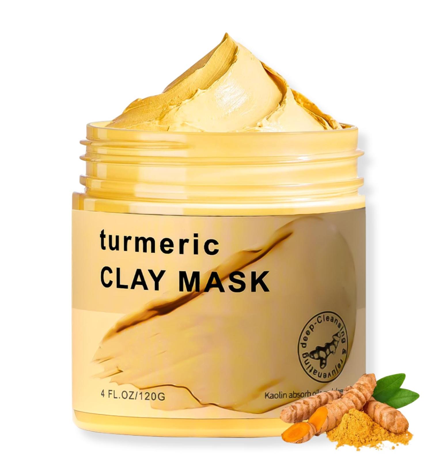 Trendyfave Turmeric Clay Mask - Turmeric Clay Face Mask Controlling Oil Clay Mask For Deep Cleansing Hydrating Face Mask Improve Pore Blemish Acne-Prone & Oily Skin Face Masks skincare 120g - Buy Online on SooperMarket.com