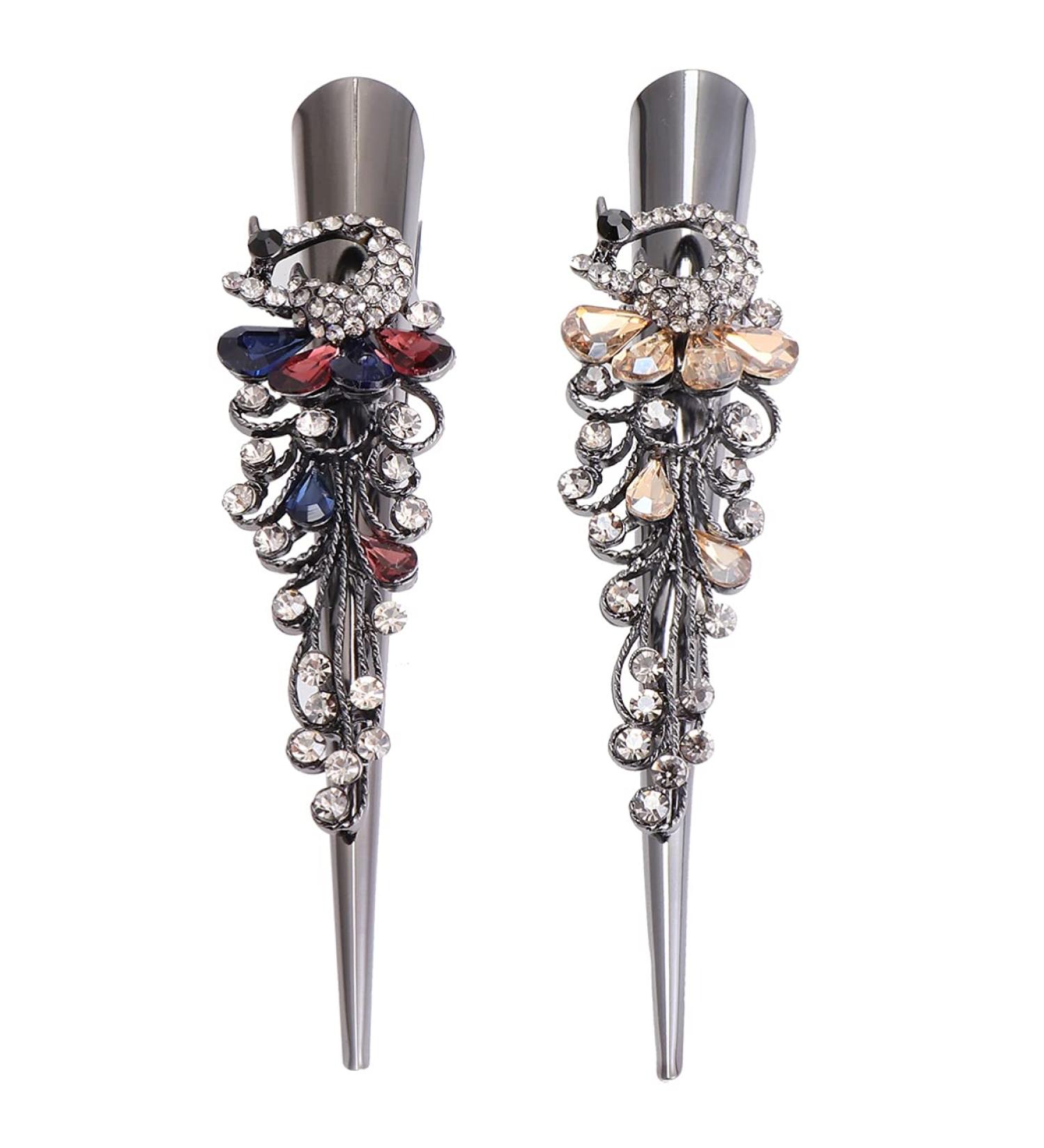 Metal Duckbill Hair Clips 2PC Large Vintage Rhinestone Duckbill Alligator Clips Crystal Teeth Hair Barrettes Duckbill Hairpins for Women Girls (Colorful+ ) - Buy Online on SooperMarket.com