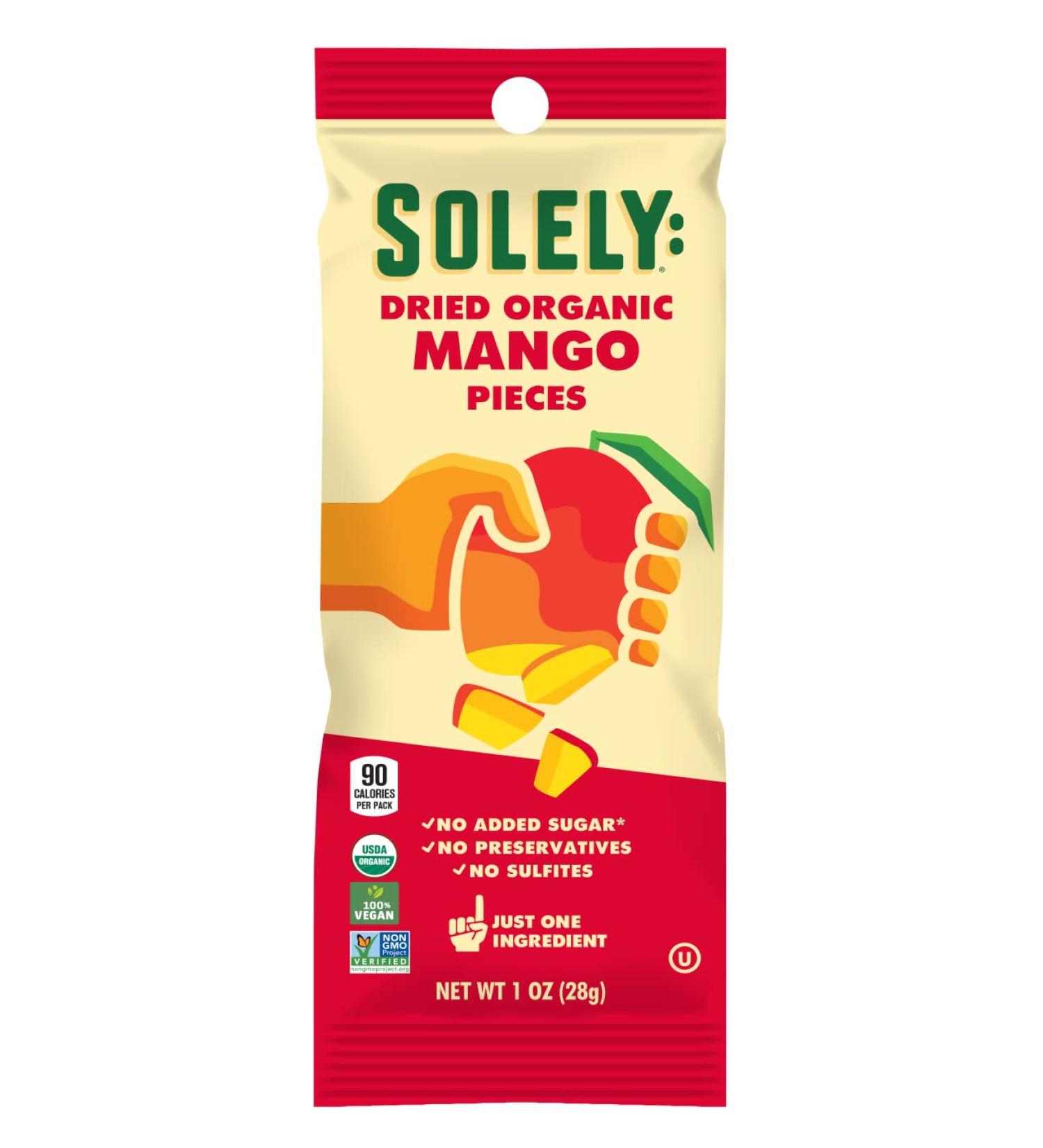 Solely Dried Organic Mango Pieces 1oz - 10 pouches