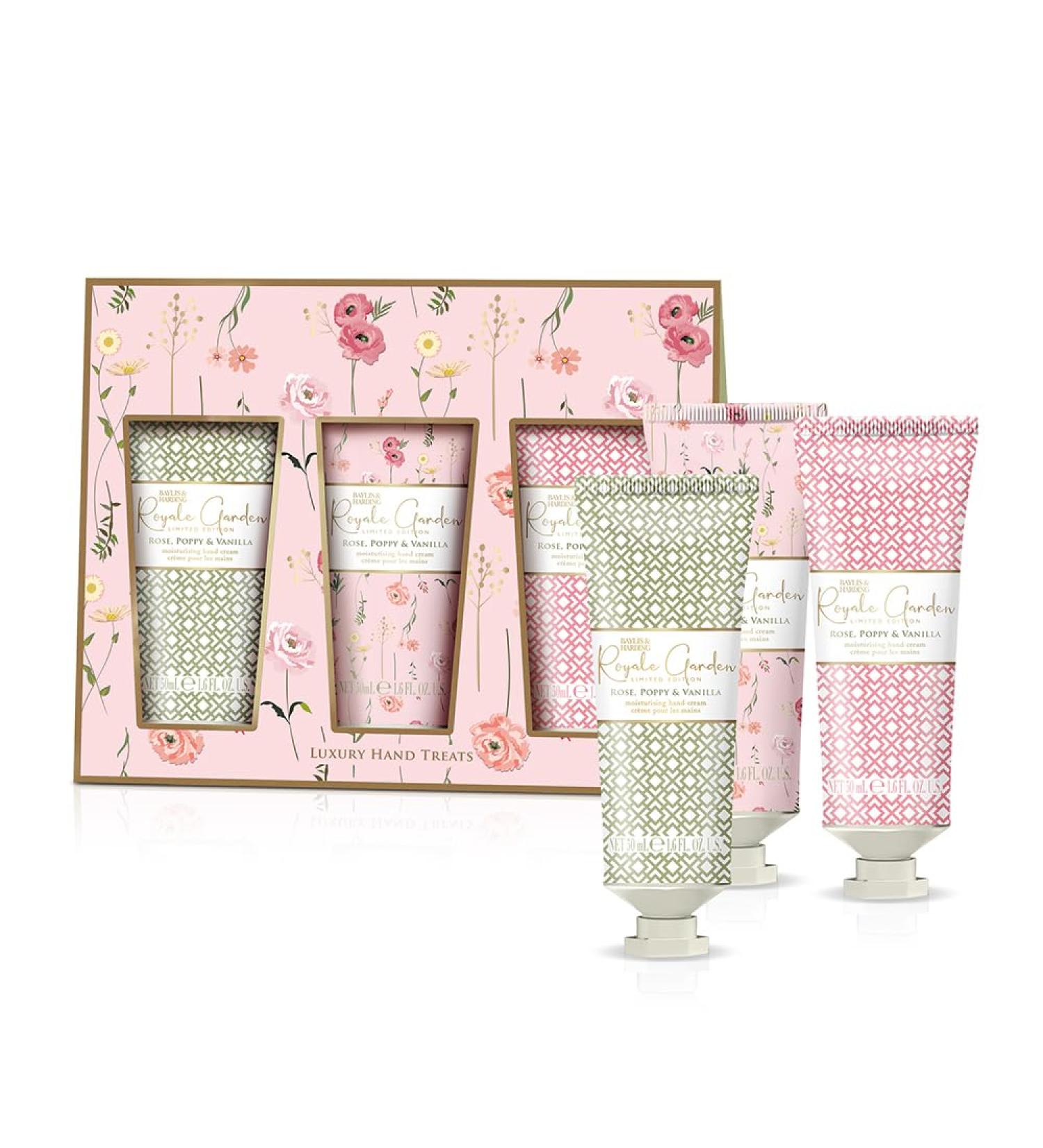 Baylis & Harding Royale Garden Rose Poppy & Vanilla Luxury Hand Treats Gift Set - Vegan Friendly - Buy Online on SooperMarket.com