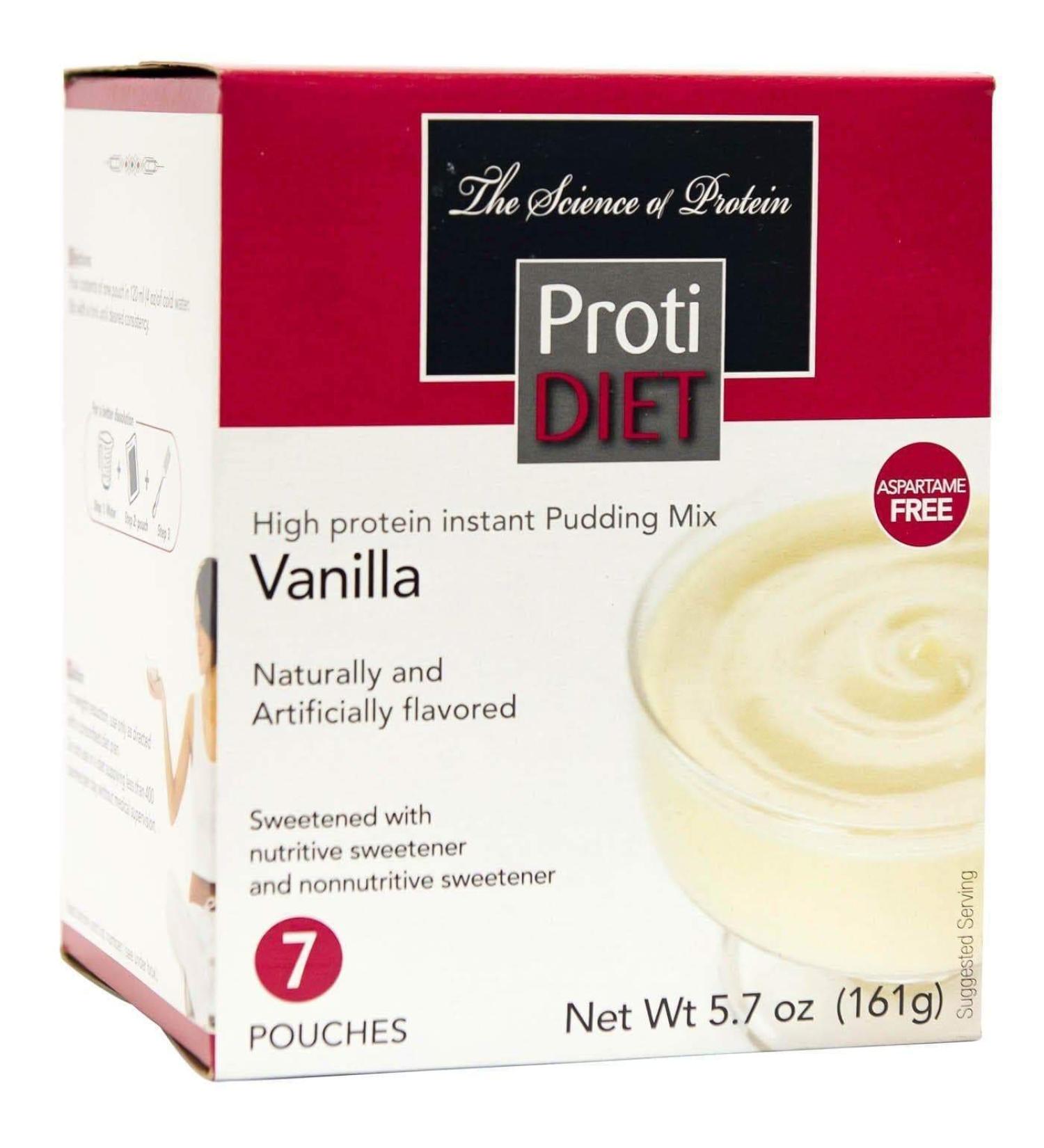 Protidiet High Protein Instant Pudding Mix (7-5.7 oz Pouches) - Vanilla Flavor - Buy Online on SooperMarket.com