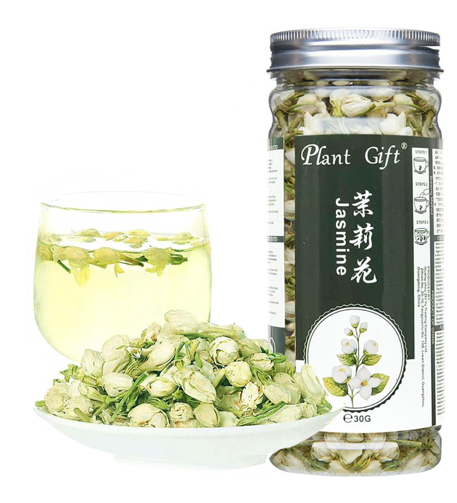 Organic Jasmine Tea - 100% Pure Dried Flowers | Loose Leaf Herbal Tea | 30g Jasmine Flower Mix & Essential Oil Extract - Buy Online on SooperMarket.com