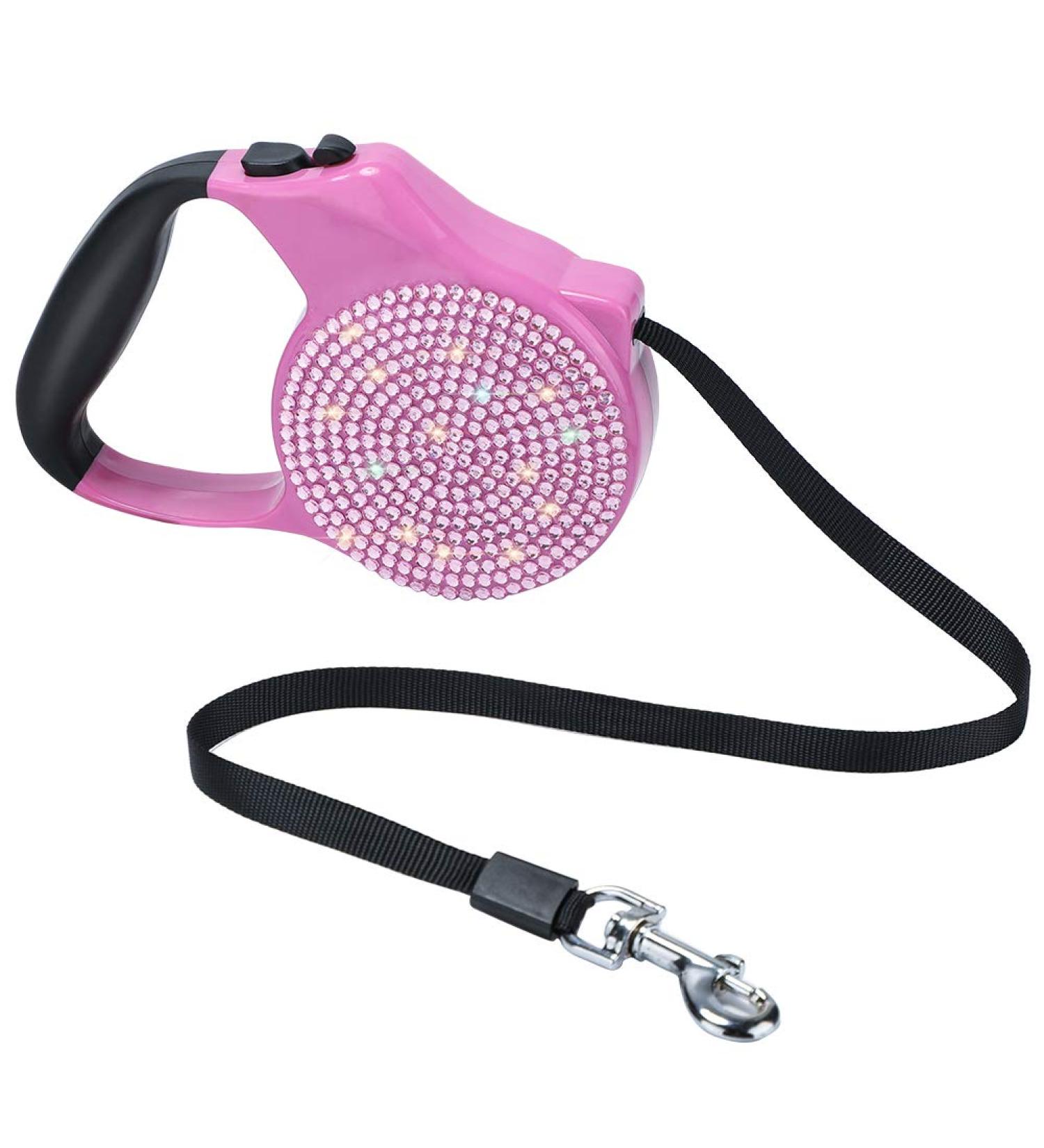 Solebee Bling Strass 5m Dog Leash - Durable Nylon with Anti-Slip Handle for Small Dogs (Up to 15kg) - Pink - Buy Online on SooperMarket.com