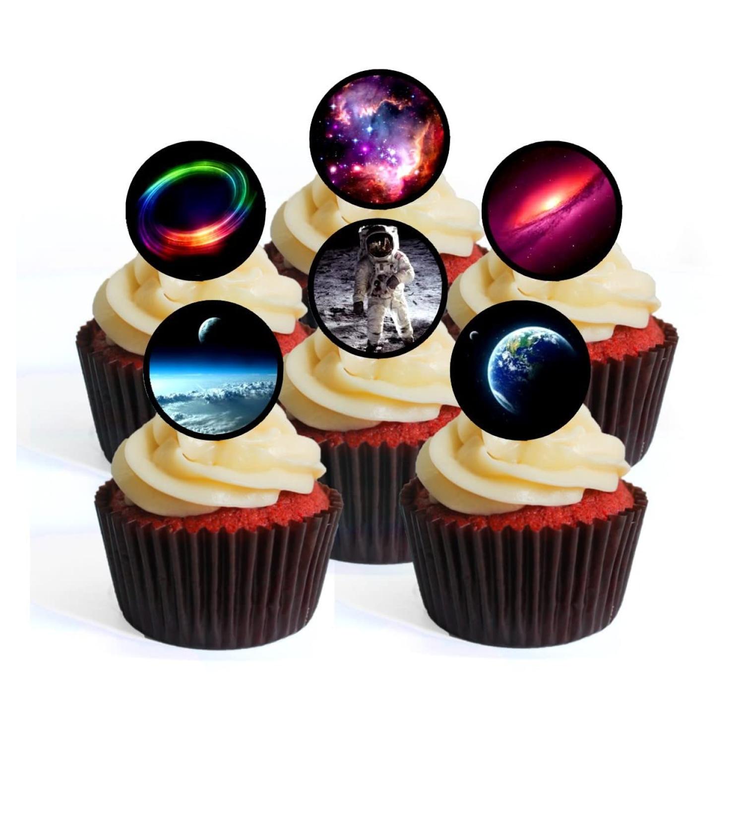 24 Space Wafer Cupcake Toppers Edible PREMIUM THICKNESS SWEETENED VANILLA Wafer Rice Paper Cupcake Toppers/Decorations - Buy Online on SooperMarket.com