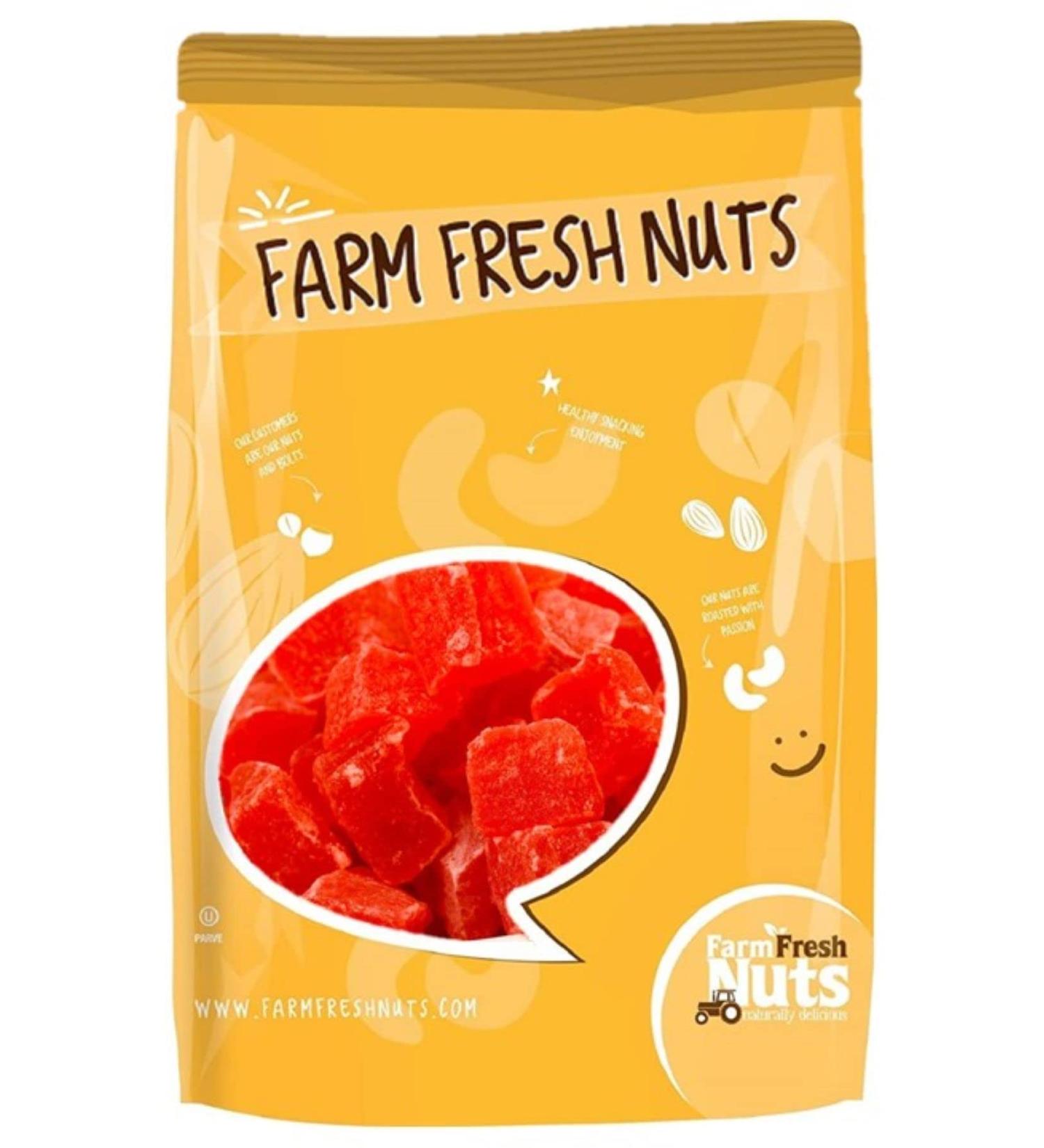 Dried Papaya Chunks (5 Lbs.) - Diced Dried Papayas Best for Snacking & Baking - Paw Paw Tree - Lightly Sugar Coated  Low Sodium  Dairy Free  Low Cholesterol  Low Fat & High Fiber Fruits - Farm Fresh Nuts Brand 5 Pound - Buy Online on SooperMarket.com