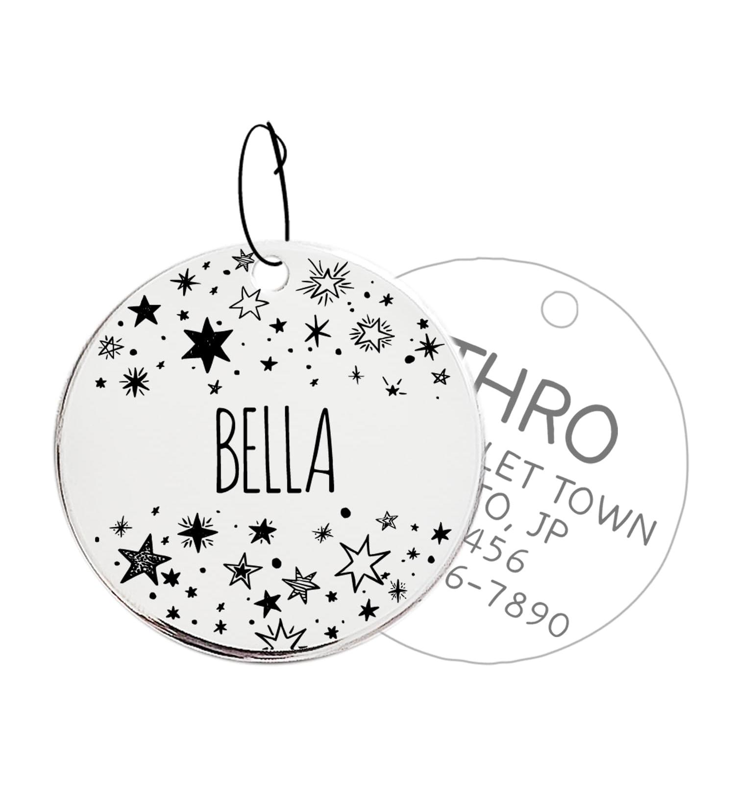Starry Night Style Personalized Deep-Engraved Dog Cat Tag in 316 Surgical Stainless Steel with Safe Edge Polishing and Double-Sided Design - Express Your Cat's Unique Charm Starry Sky - Buy Online on SooperMarket.com