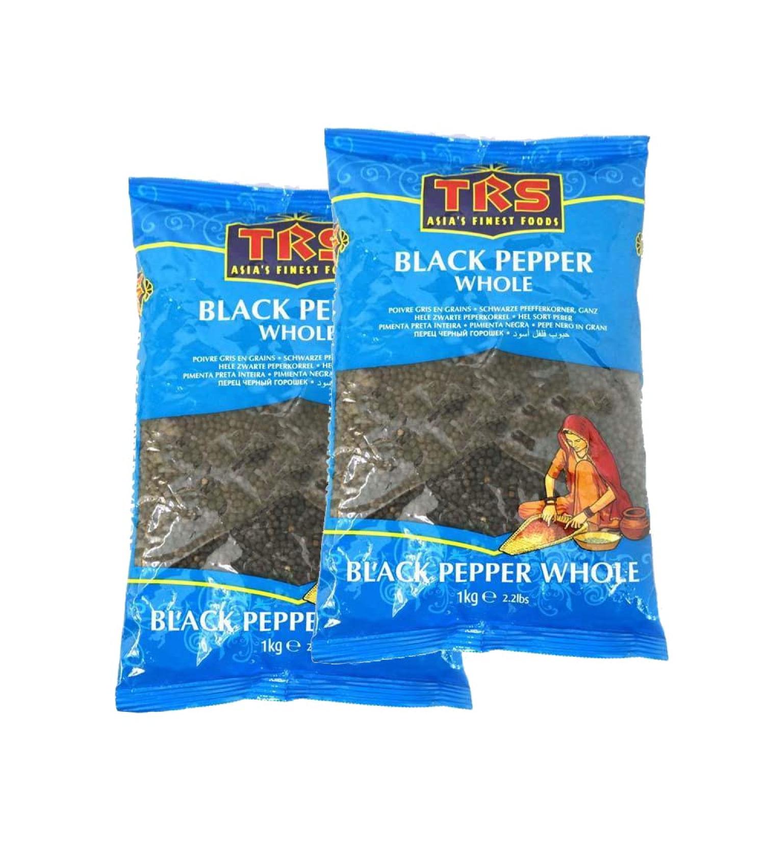TRS Black Pepper Whole | 1KG | Whole Pepper | Gourmet Black Peppercorn | Peppercorns for Grinders |Ground Black Pepper |Indian Origin (Pack of 2) - Buy Online on SooperMarket.com