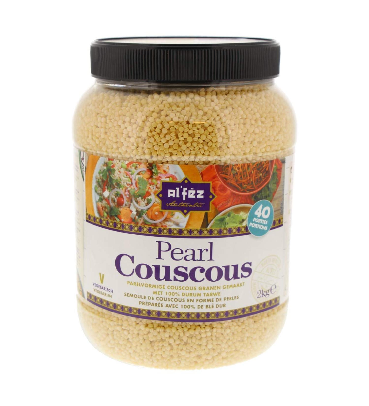 Alfez Mother of Pearl Couscous 100% Durum Wheat Tar Pot 2 Kilos