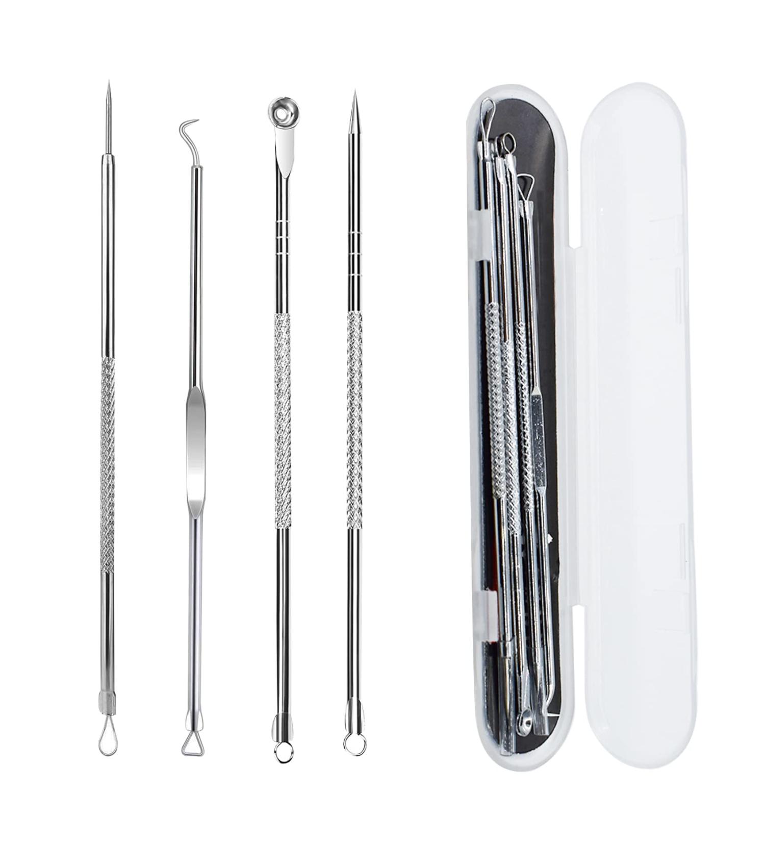 Blackhead Acne Removal Extractor Kit | Professional Stainless Pimple Blemish Tools with Storage Box - 4PCS - Buy Online on SooperMarket.com