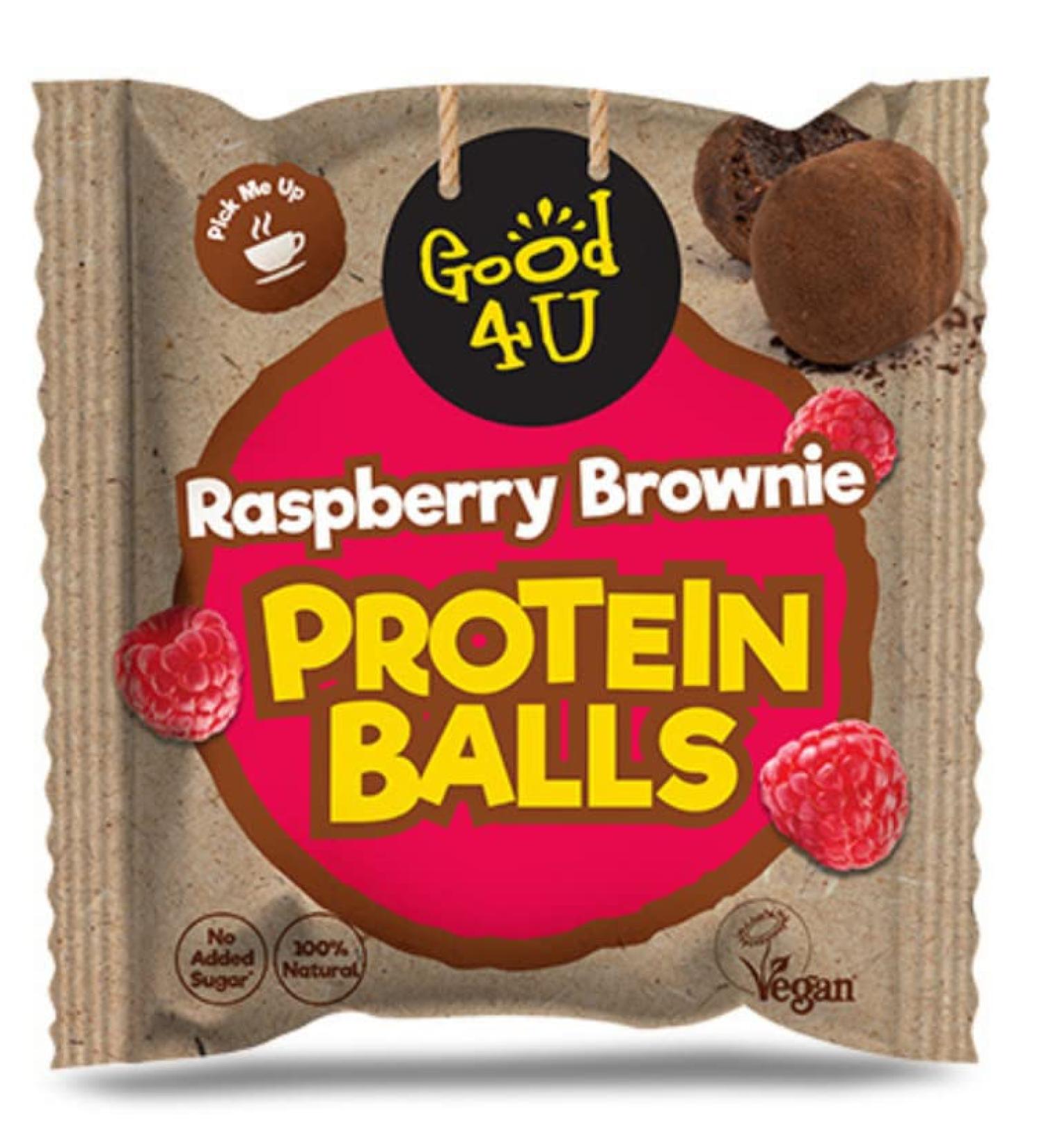 Good4U Raspberry Brownie Protein Ball-High Fibre with Low Sugar Alternative to Protein Bars Mixed with Nut-Healthy Protein Snack-Gluten Free 10 x 40g Pack - Buy Online on SooperMarket.com