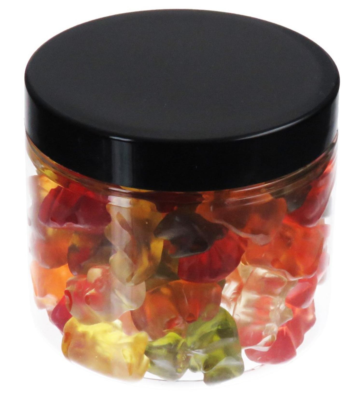 Pohli 200 ml PET jar transparent with plastic lid black 10 pieces