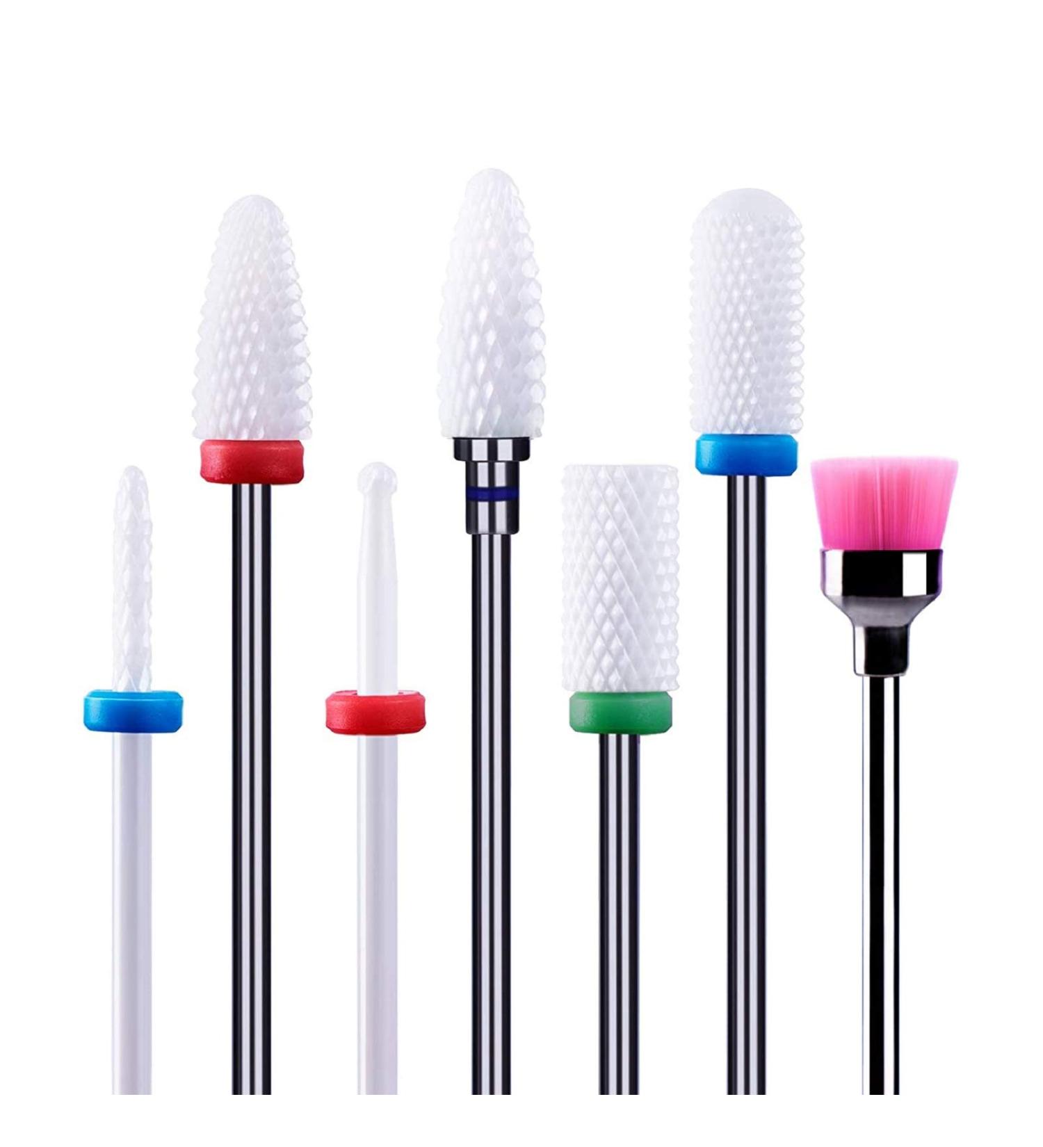 MELODYSUSIE Nail Drill Bits Set - Professional Ceramic Safety 3/32 Bits for Acrylic and Gel Nails - 7pcs Set for Precise Filing and Cuticle Removal - Buy Online on SooperMarket.com