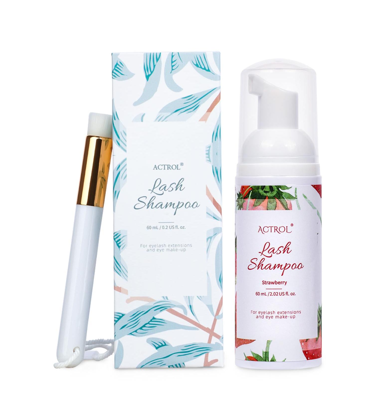 Eyelash Extension Cleanser 60ML Natural Lash Extension Shampoo Strawberry Professional Eyelid Foaming Cleanser Paraben & Sulfate Free Non-lrritating with Salon and Home Care Strawberry 60ml - Buy Online on SooperMarket.com