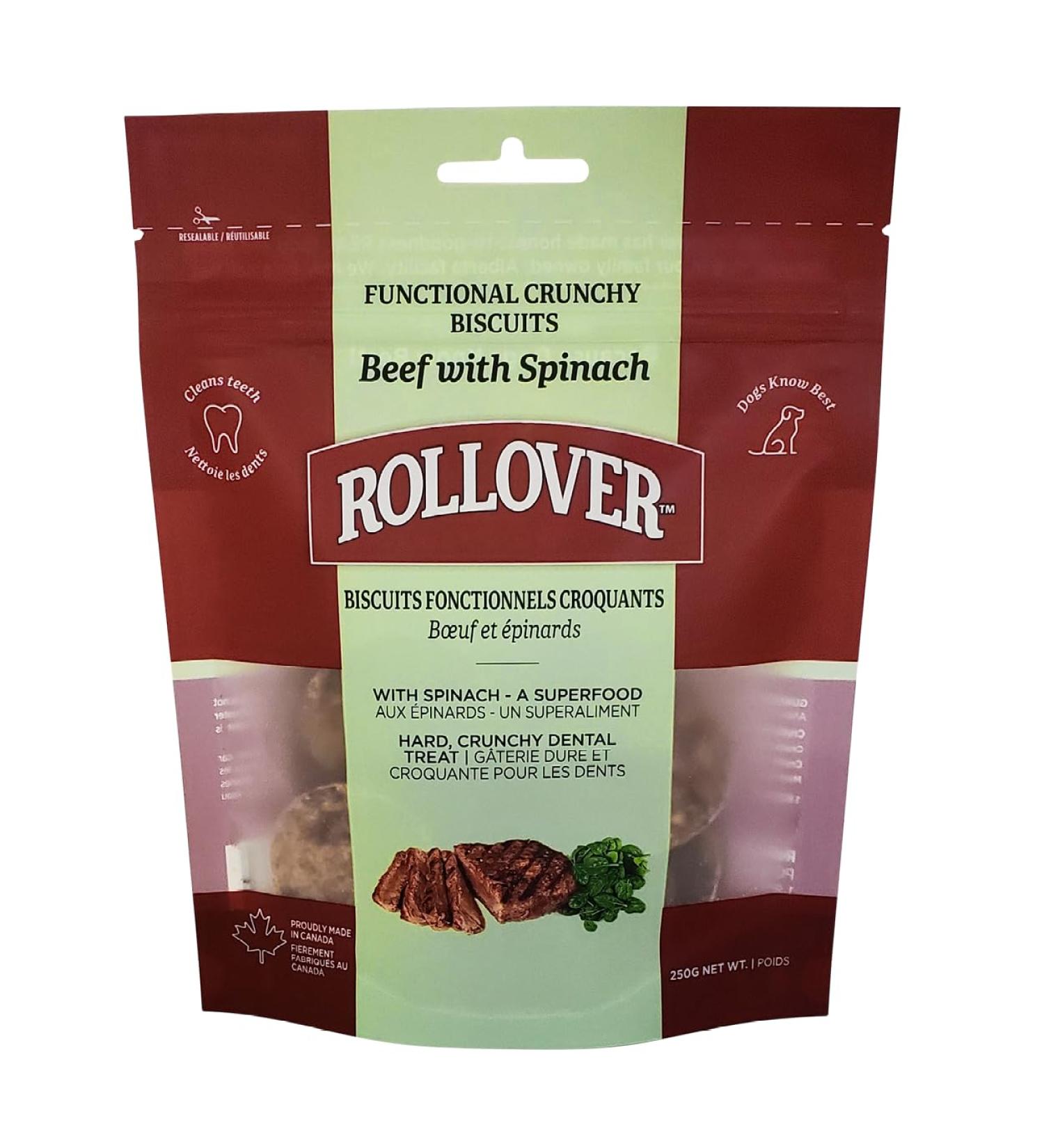 Rollover Functional Crunchy Biscuits - Beef with Spinach 250g - Buy Online on SooperMarket.com