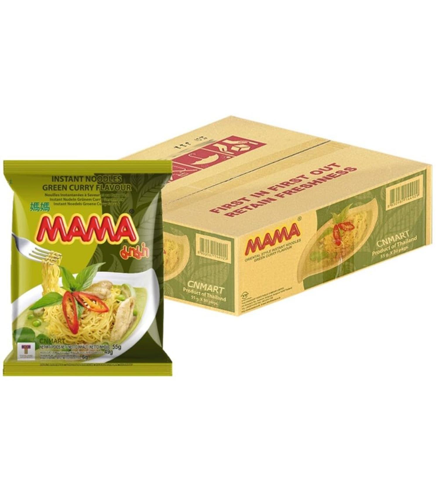 Mama Green Curry Flavour Oriental Style Instant Noodles 55g (Pack of 30) by CNMART - Buy Online on SooperMarket.com