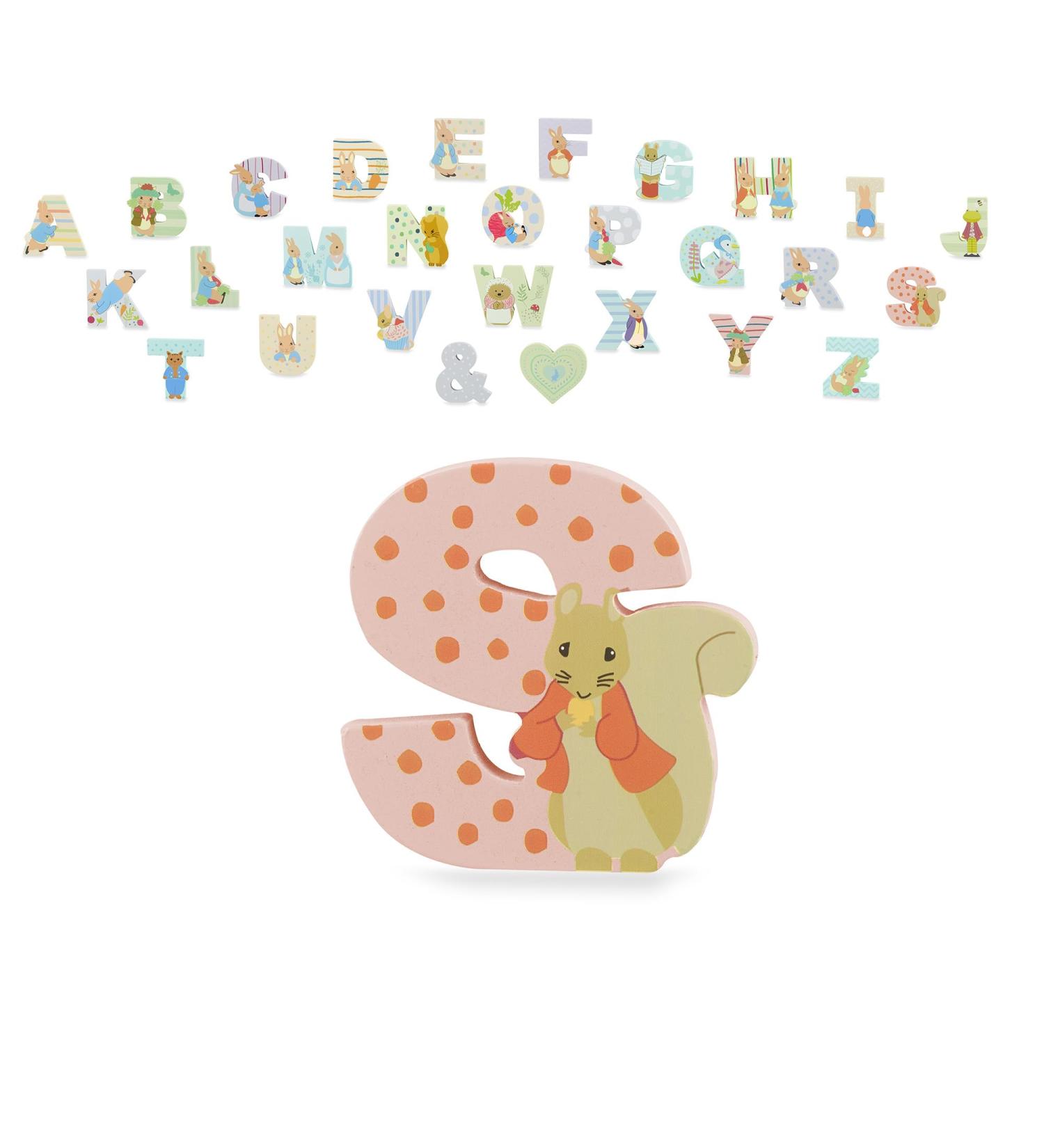 Peter Rabbit Wooden Letter S by Orange Tree Toys - Alphabet Animal for Personalised Baby Name Wall Decor - Nursery Decoration for Boys and Girls - Buy Online on SooperMarket.com