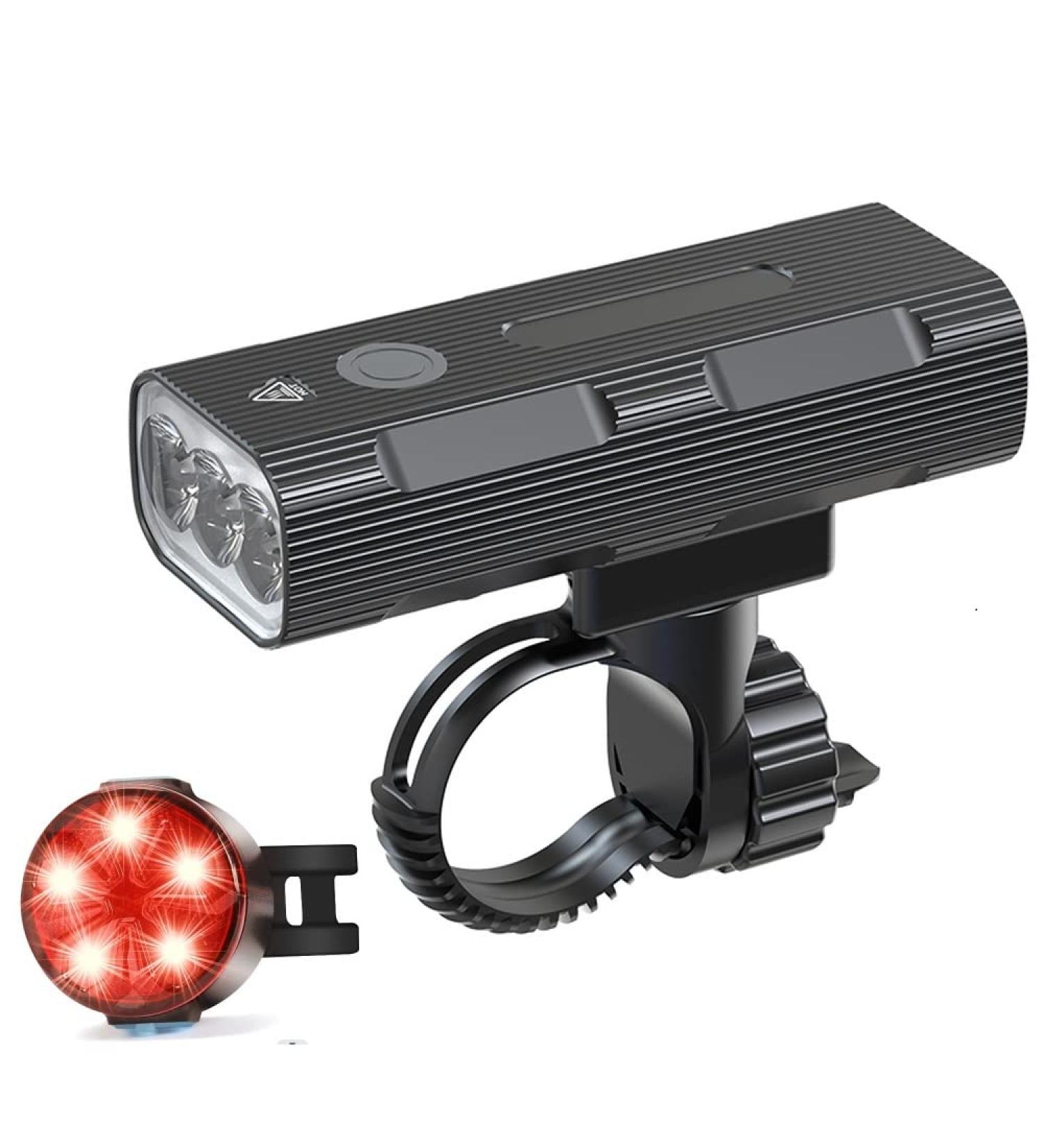 4000 Lumen Rechargeable Bicycle Light Set | Waterproof Front and Back Bike Lights with Taillight for Night Riding - Buy Online on SooperMarket.com