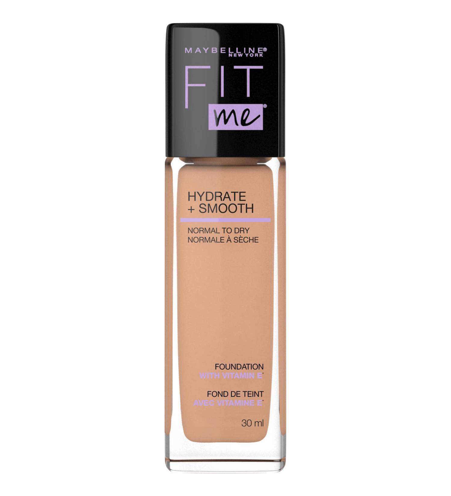 Maybelline New York Fit Me Hydrate + Smooth Foundation Natural Luminous Finish Moisturizing Medium Coverage for Normal to Dry Skin Pure Beige 30 ml