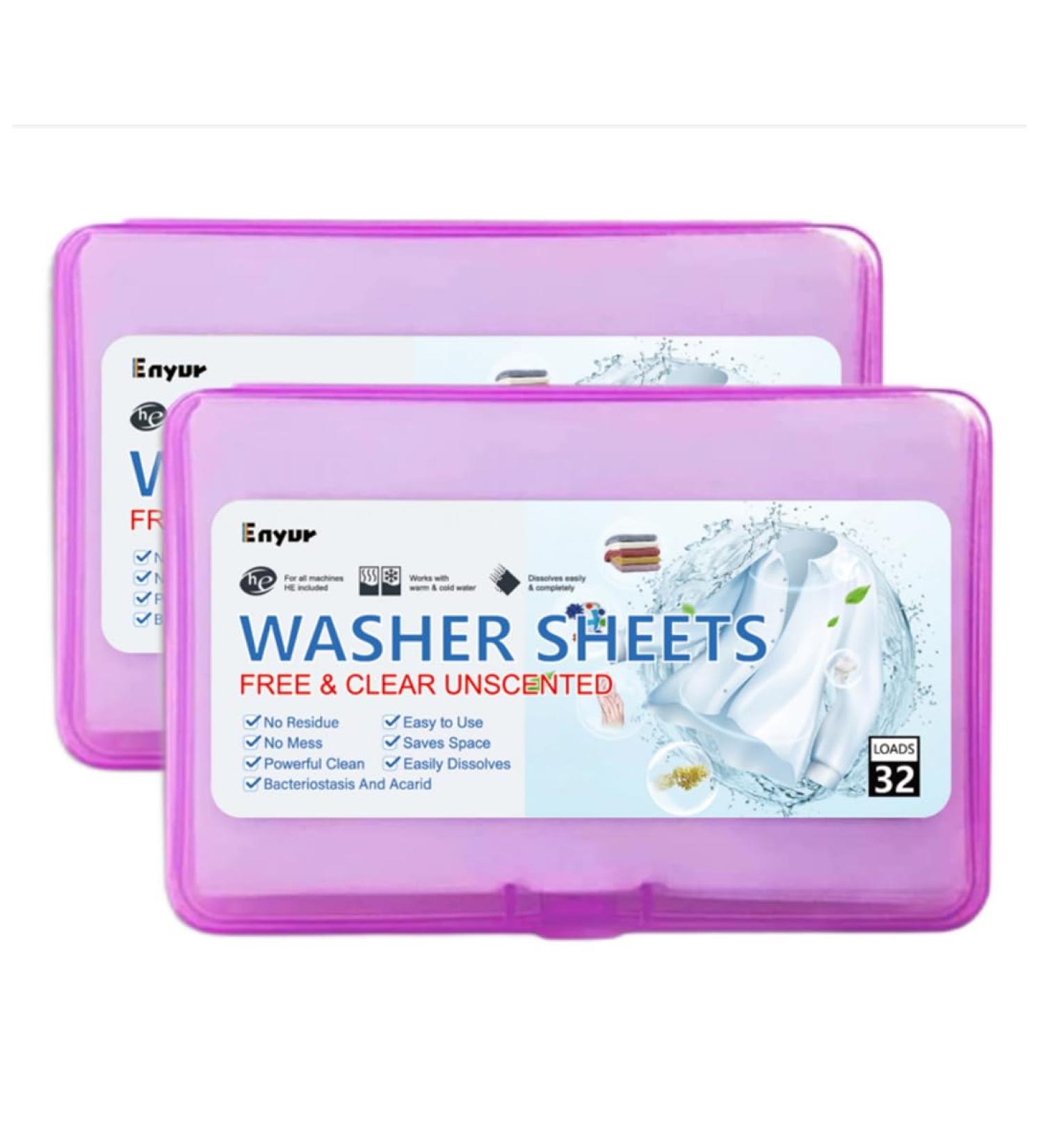 Travel Laundry Detergent Sheets - Fresh Scent Easy to Use 64 Loads - Enyur Washer Sheets (2 Pack - Buy Online on SooperMarket.com