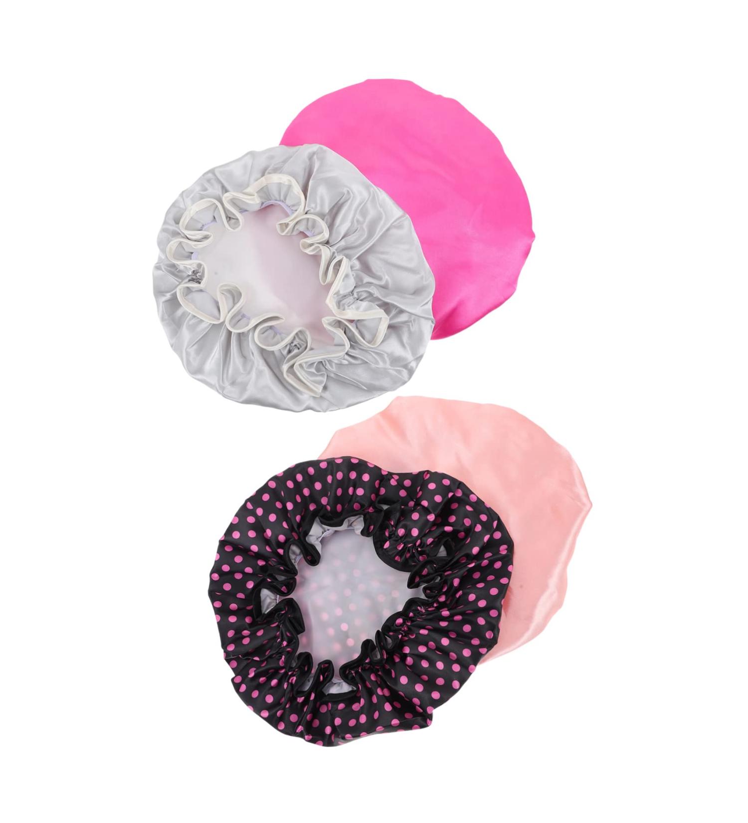Satin Lined Shower Cap Set for Women - 4pc Flower Pattern Turbans | Washable & Stylish Hair Bonnets - Healeved - Buy Online on SooperMarket.com