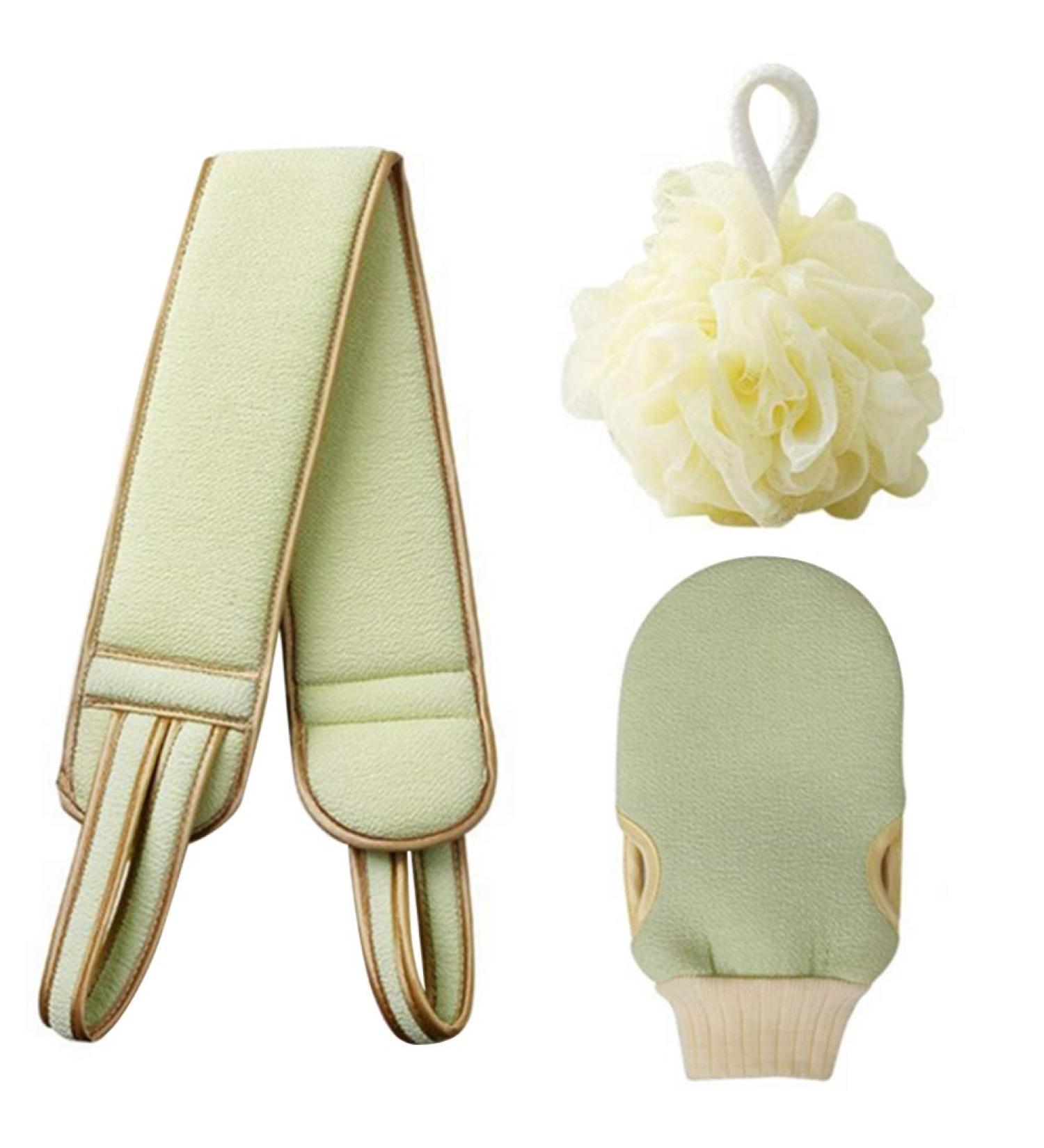 Buy Cabilock Exfoliating Loofah Sponge Set - Shower Balls Mitts & Back Sponge for Smooth Skin - Light Green - Buy Online on SooperMarket.com
