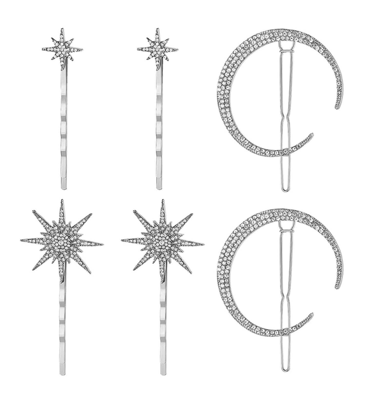 KALLORY Womens Stars and Moon Rhinestone Hair Clips - 6pcs Wedding Accessories - Buy Online on SooperMarket.com