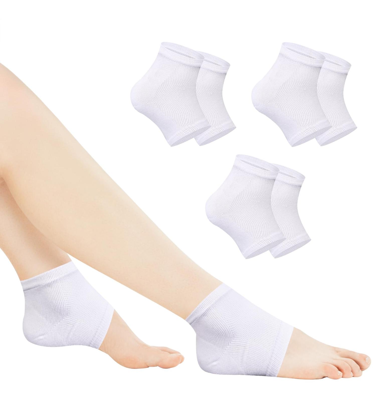 XAENA 3P Moisturizing Gel Heel Socks | Cracked Heel Repair Socks for Women | Toeless Gel Socks (White) - Shop Now! - Buy Online on SooperMarket.com