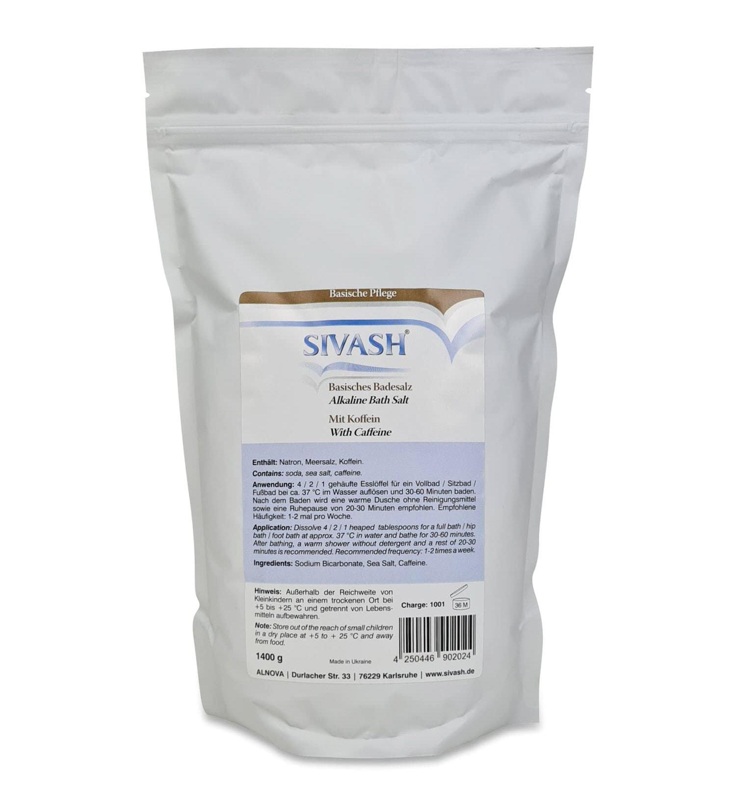 SIVASH Alkaline bath salt with baking soda sea salt and caffeine - alkaline bath 1400g