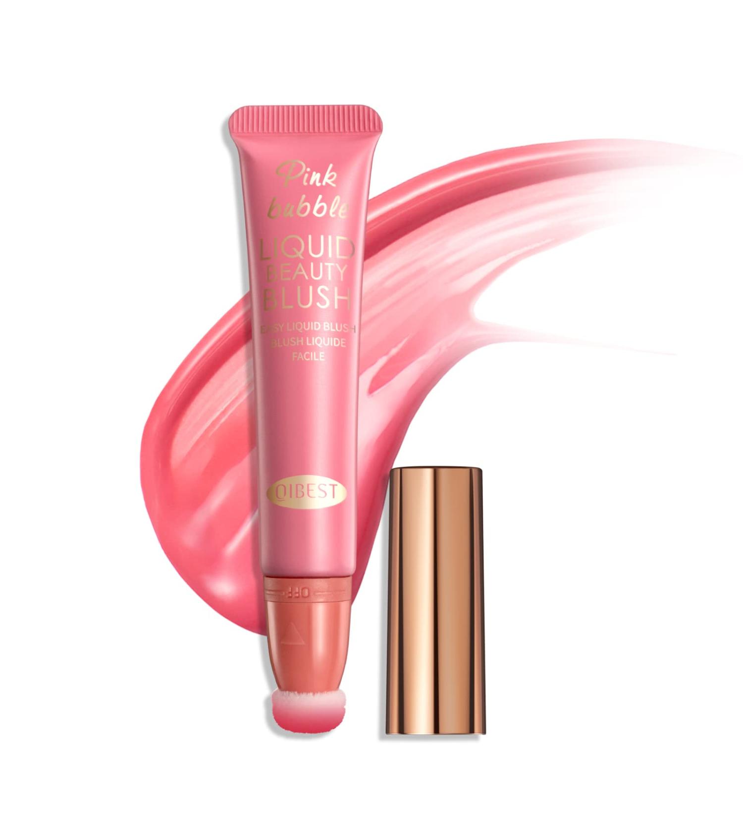 Rose Pink Liquid Blush with Cushion Applicator - Dewy Finish Cream Stick for Cheeks - Buy Online on SooperMarket.com