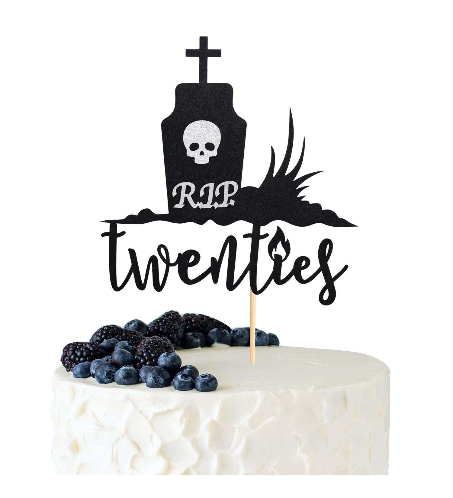 Arthsdite Rip Twenties Cake Topper Death to My Twenties/Rip to My Twenties Cake Decorations Old English Themed 30th Birthday Party Decorations - Black Glitter - Buy Online on SooperMarket.com