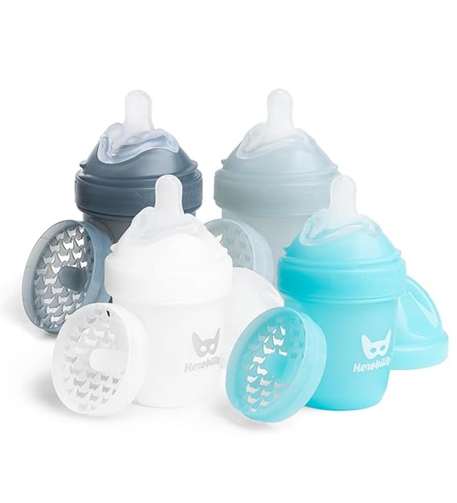 Herobility Double Anti-Colic Baby Bottles 5 fl oz/140ml 4-Pack BPA-Free Multicolor - Buy Online on SooperMarket.com