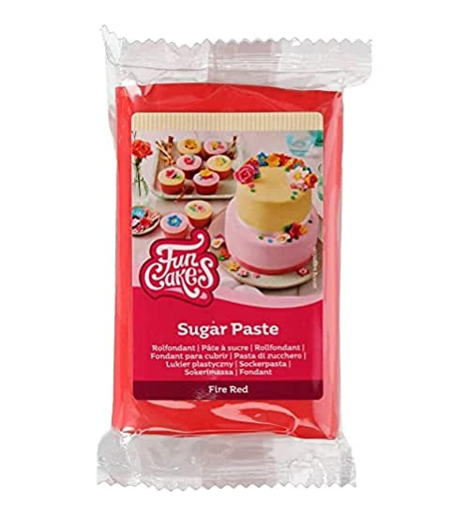 Funcakes Roll Fondant Fire Red 250g - Easy to Use Smooth & Flexible Cake Decoration | Halal Kosher Gluten-Free - Buy Online on SooperMarket.com