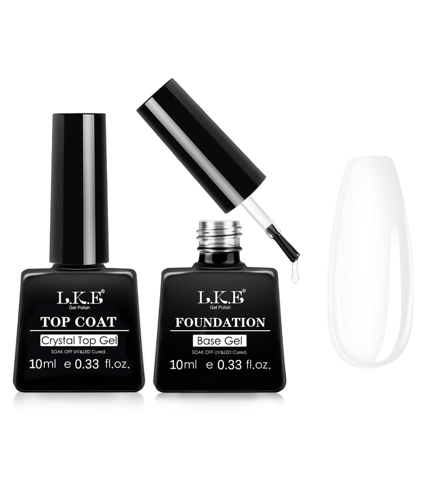 Buy LKE No Wipe Gel Top & Base Coat Set - Long Lasting Glossy Finish for DIY & Salon Nail Art - International Shipping Available - Buy Online on SooperMarket.com