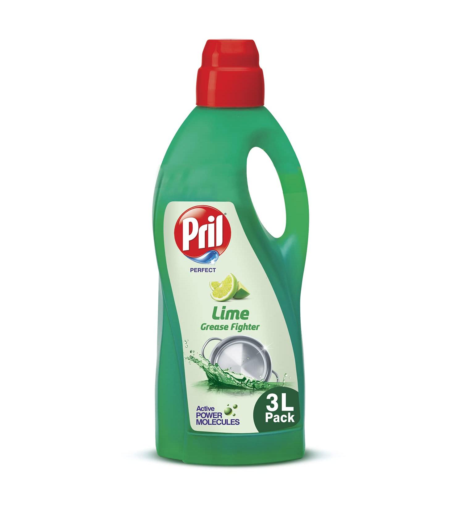 Pril Grease Fighter Liquid Dishwash Gel 3L - Lime Fresh Active Power Formula No Residue | Best International Shipping - Buy Online on SooperMarket.com