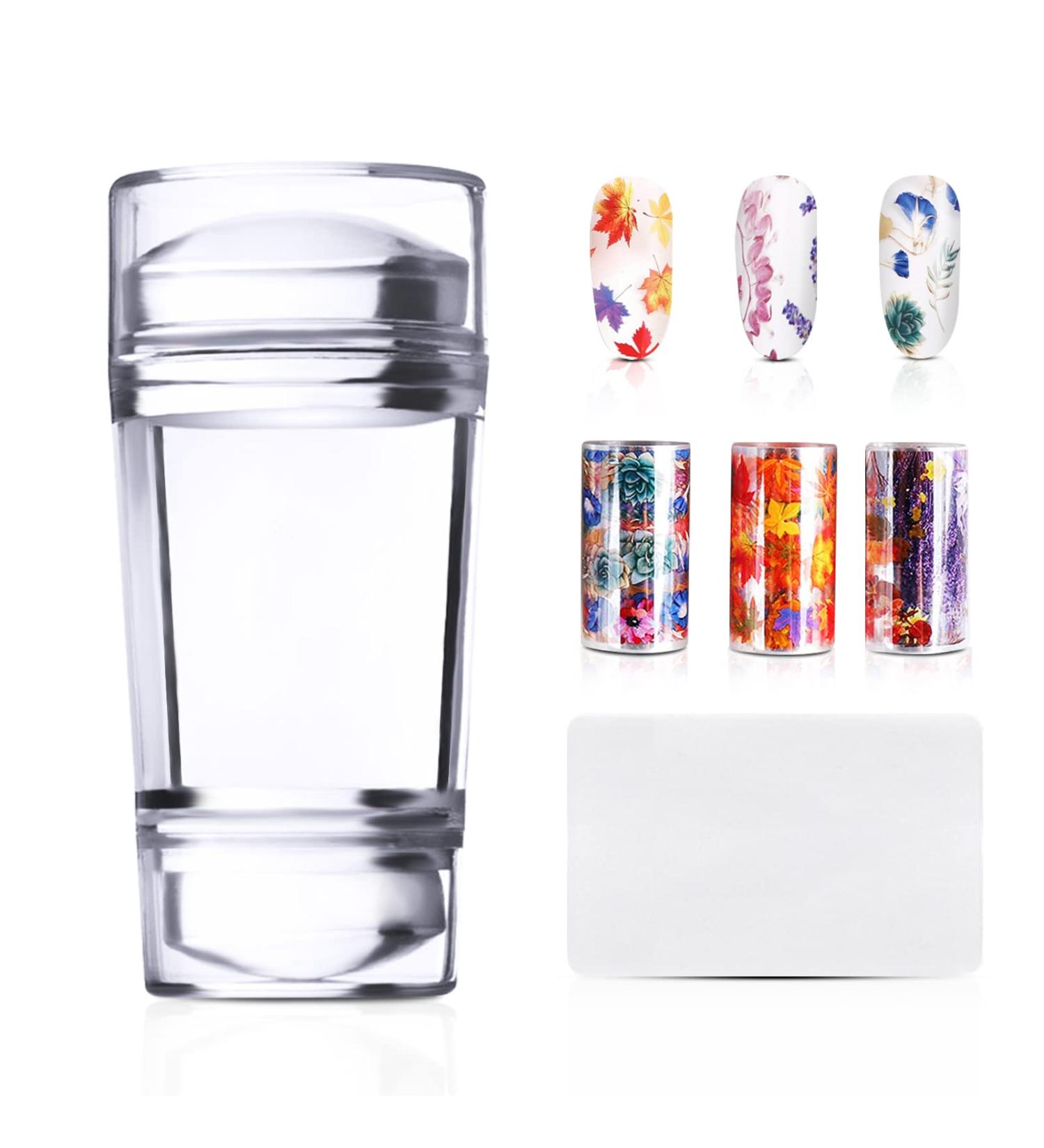 Clear Jelly Nail Art Stamp | Double-End Silicone Tools & 3 Rollers | Stamped Nail Art Essentials - Buy Online on SooperMarket.com