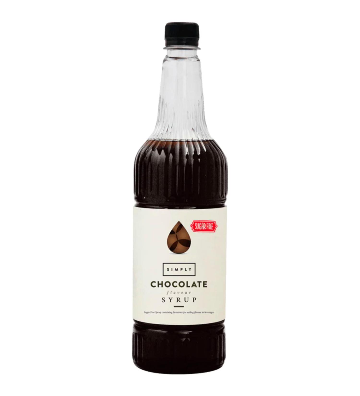Simply Sugar Free Chocolate Syrup Low Calorie Vegan & Nut Free Flavoured Syrup for Coffee Cocktails & Baking (1 Litre) - Buy Online on SooperMarket.com