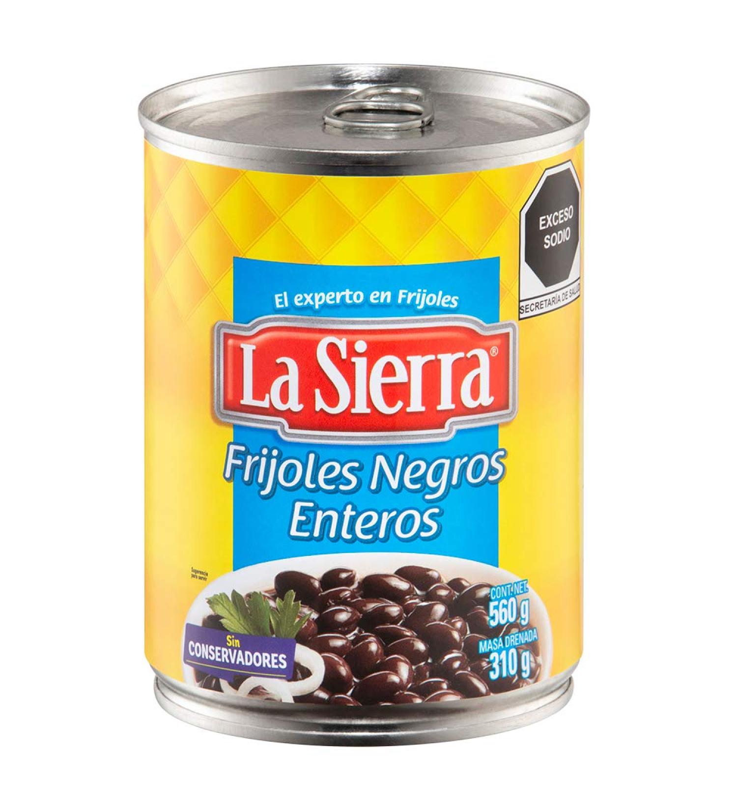 Whole Black Beans (Seasoned) 560g - Authentic Mexican Frijoles Negros Enteros LA SIERRA - International Shipping Available - Buy Online on SooperMarket.com