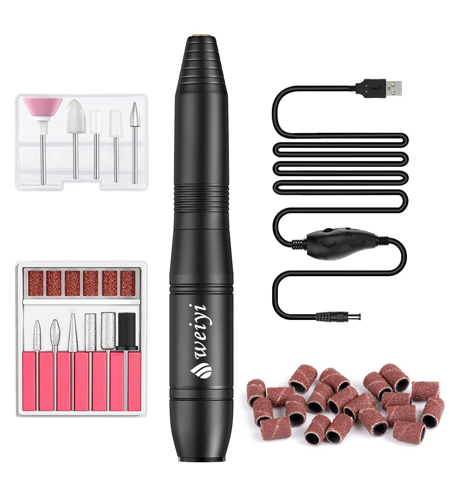 Weyi Nail Miller - Electric Nail File for Gel & Acrylic Nails 20 000 RPM USB Adjustable Speed 11-in-1 Manicure Pedicure Set Professional Quality - International Shipping Available - Buy Online on SooperMarket.com