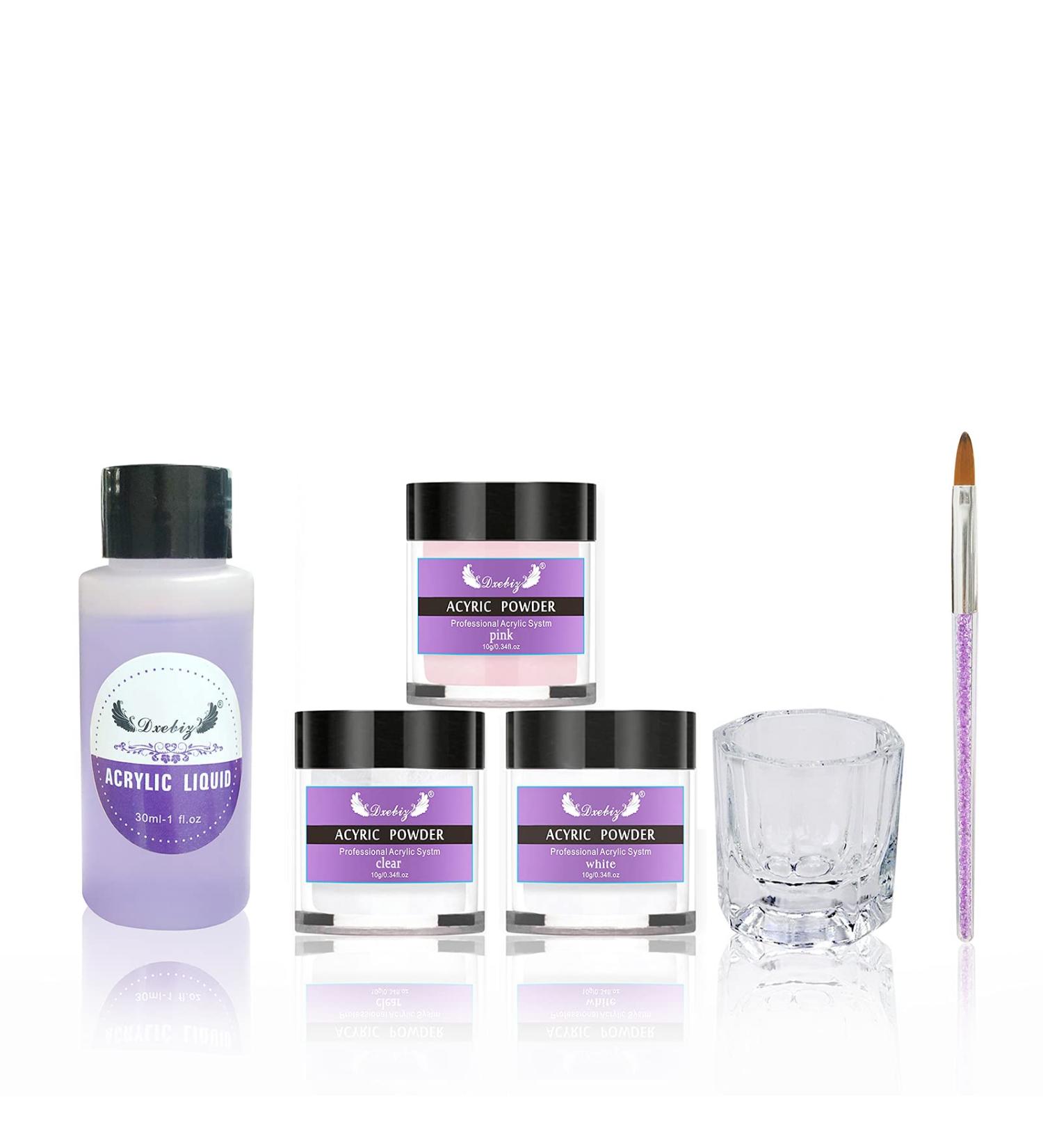 Anself Acrylic Nail Kit Acrylic Powder & Liquid Set with Nail Brush 3 Colors Nail Powder Kit for Beginners Nail Art DIY Nail Beauty Tools - Buy Online on SooperMarket.com