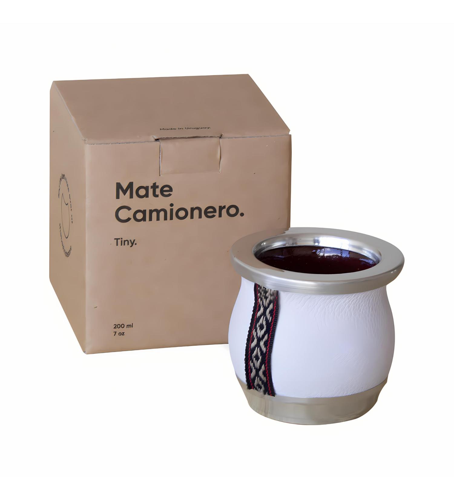 thebmate Premium Yerba Mate Cup (Mate Gourd) - Crafted Ceramic Teacup - Brown Leather Wrapped Handmade in Uruguay - Mate Tiny - Camionero Style (White) - Buy Online on SooperMarket.com
